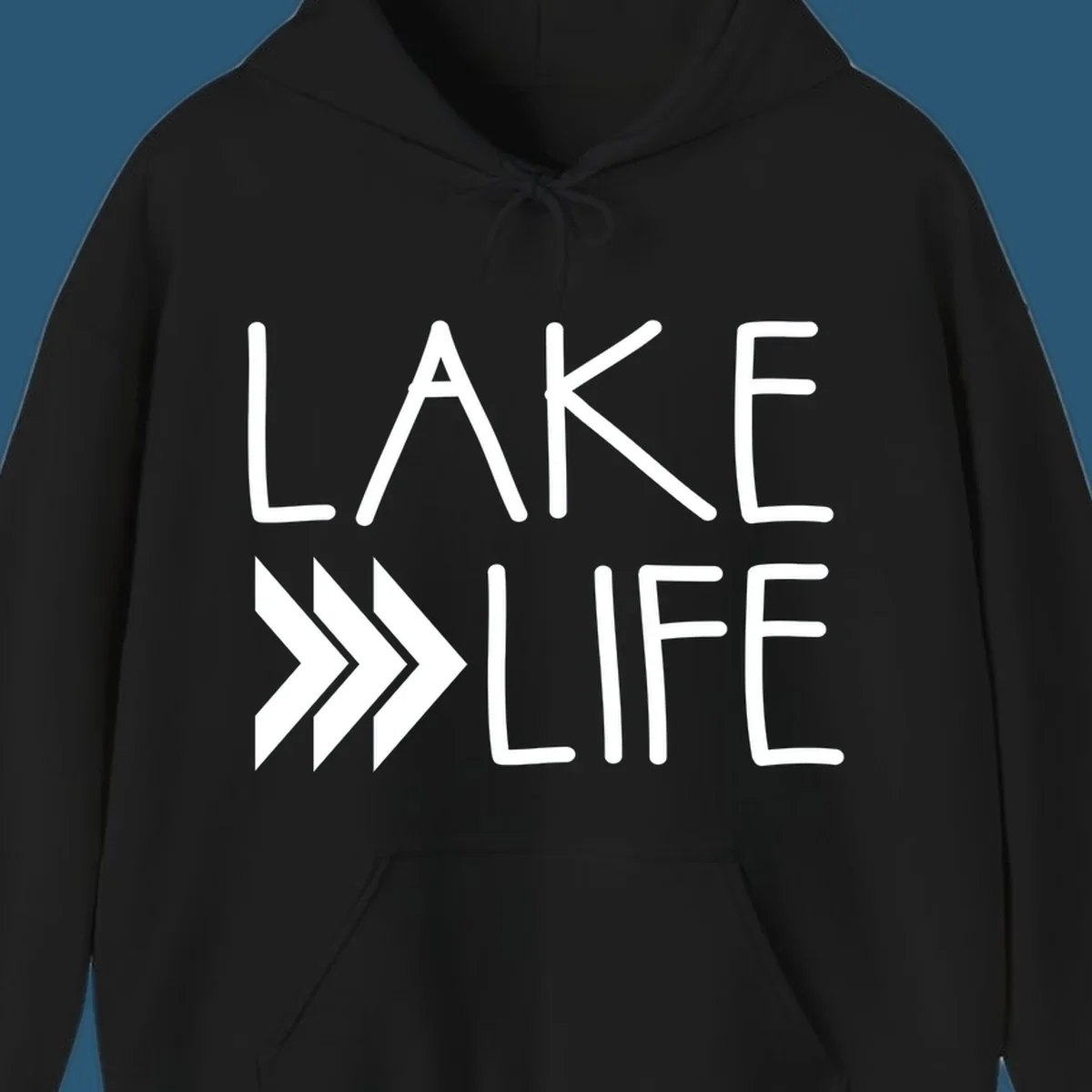 Lake Life text with chevron arrows, lake-life-arrows design.