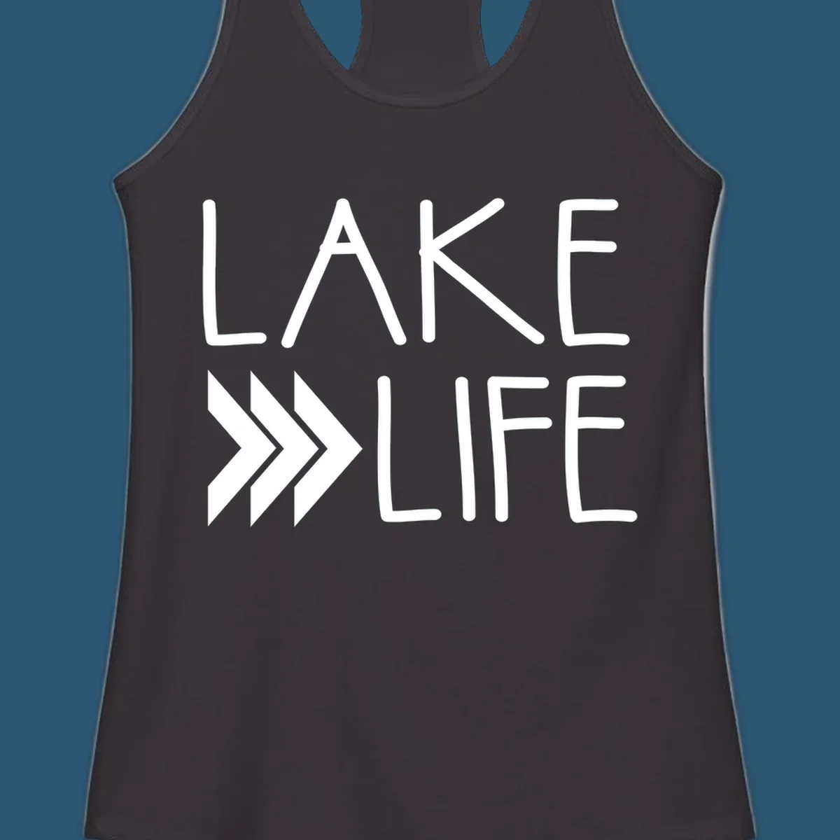 Lake Life text with chevron arrows, lake-life-arrows design.