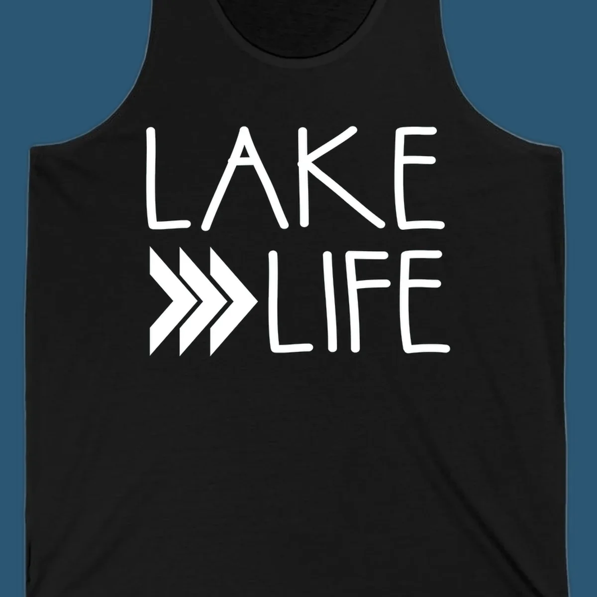 Lake Life text with chevron arrows, lake-life-arrows design.