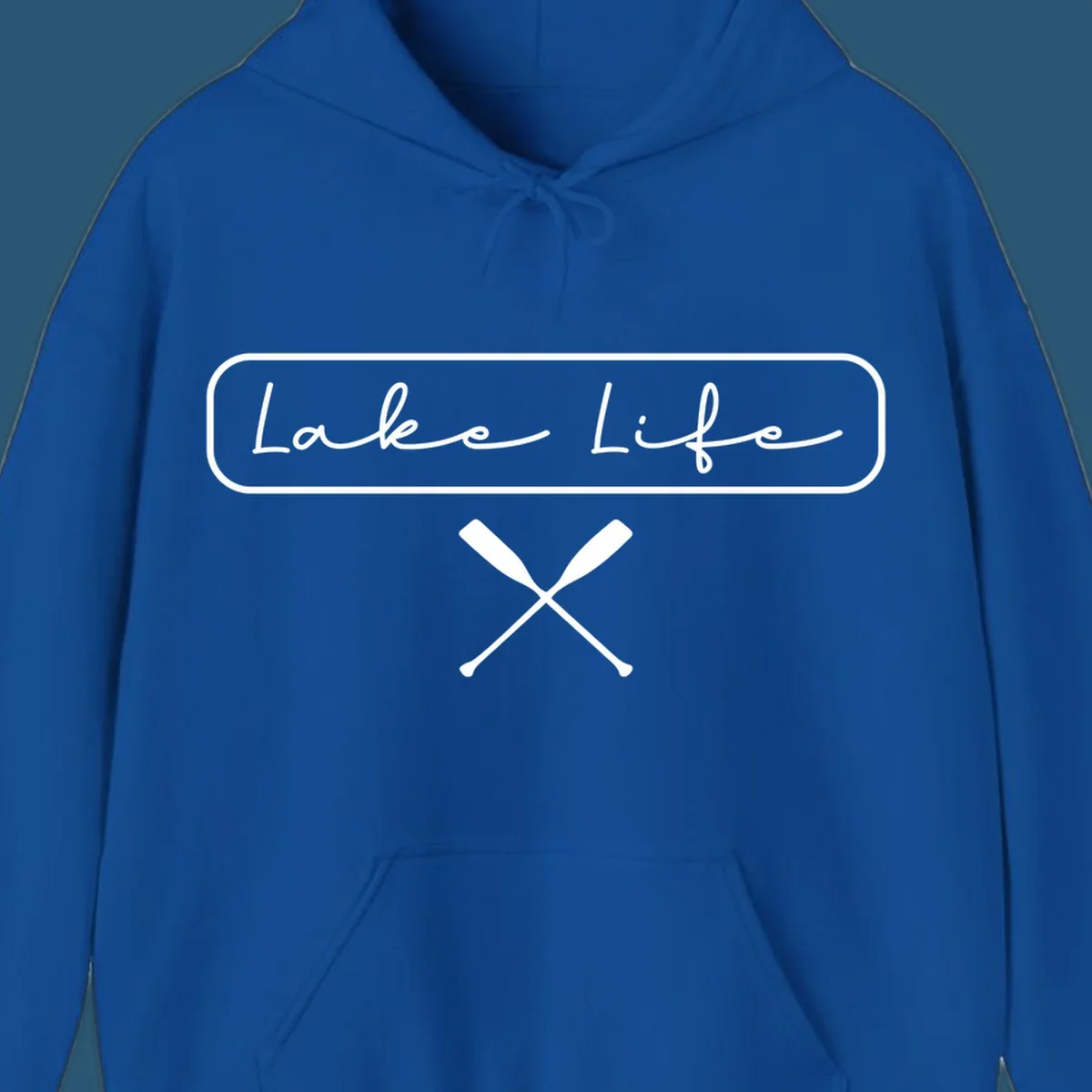Lake Life text with crossed oars graphic.