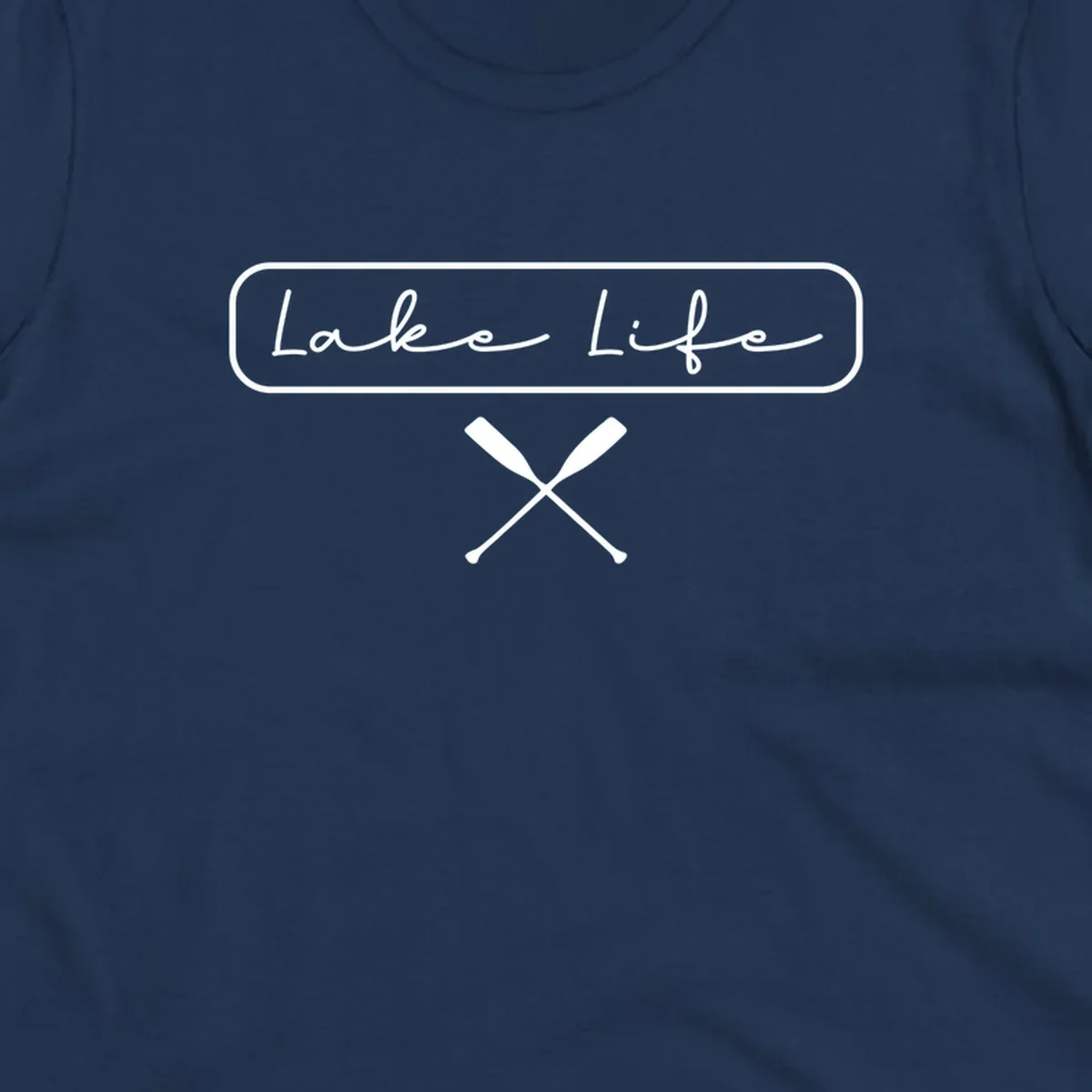 Lake Life text with crossed oars graphic.