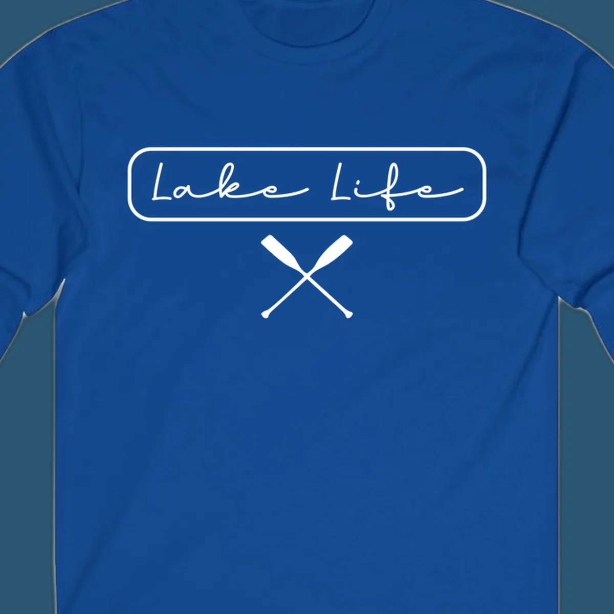 Lake Life text with crossed oars graphic.