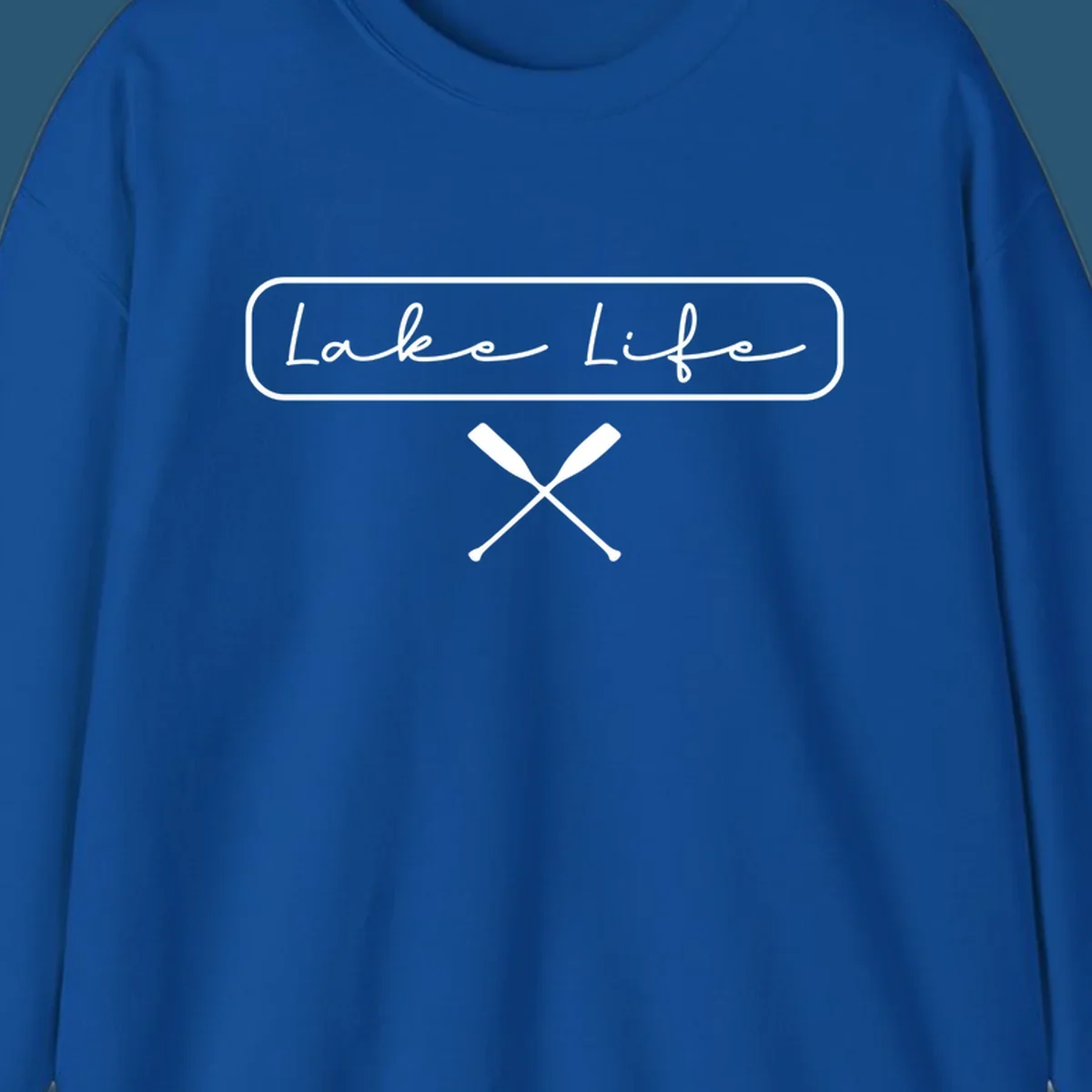 Lake Life text with crossed oars graphic.