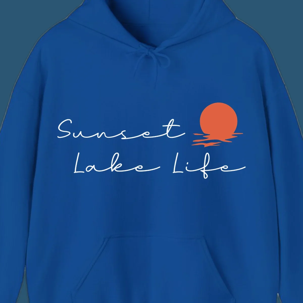 Sunset Lake Life script design with a setting sun over water. Sunset-lake-life.