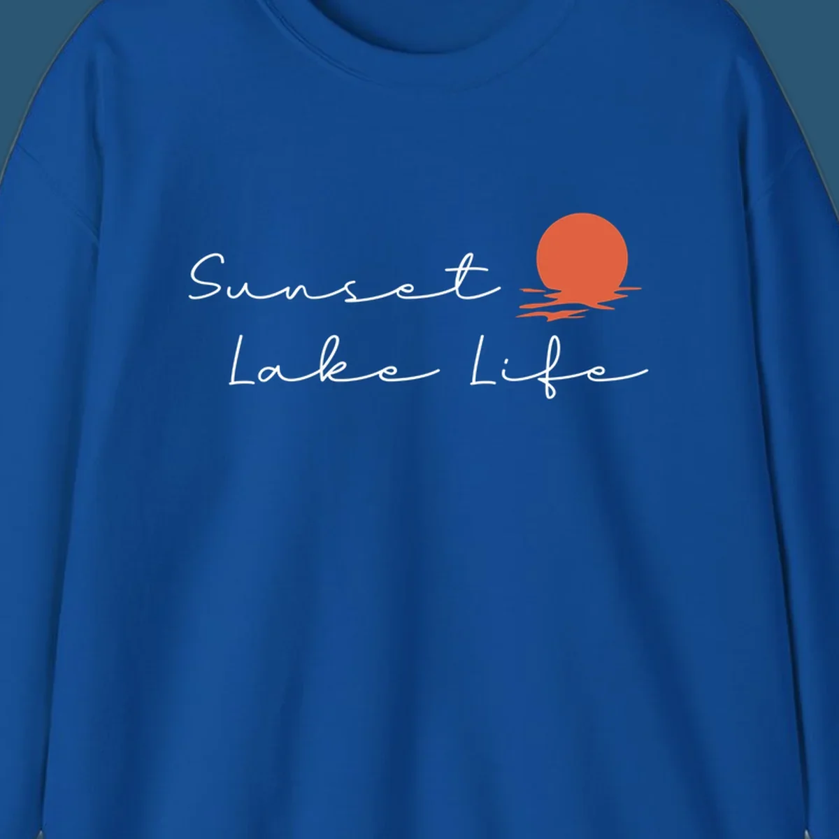 Sunset Lake Life script design with a setting sun over water. Sunset-lake-life.