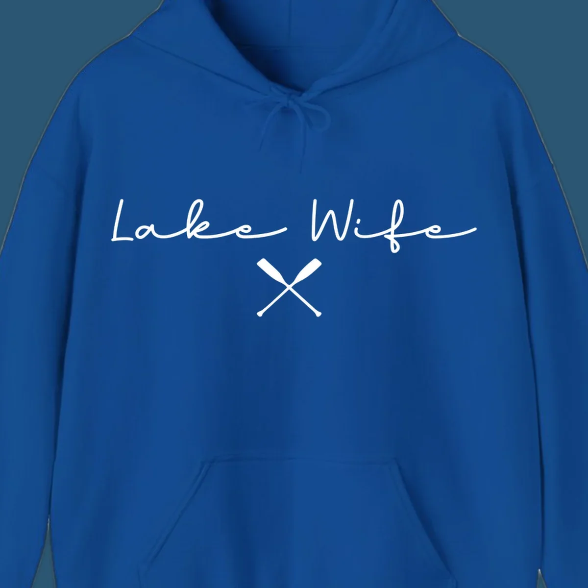 Lake Wife text with crossed oars nautical design.