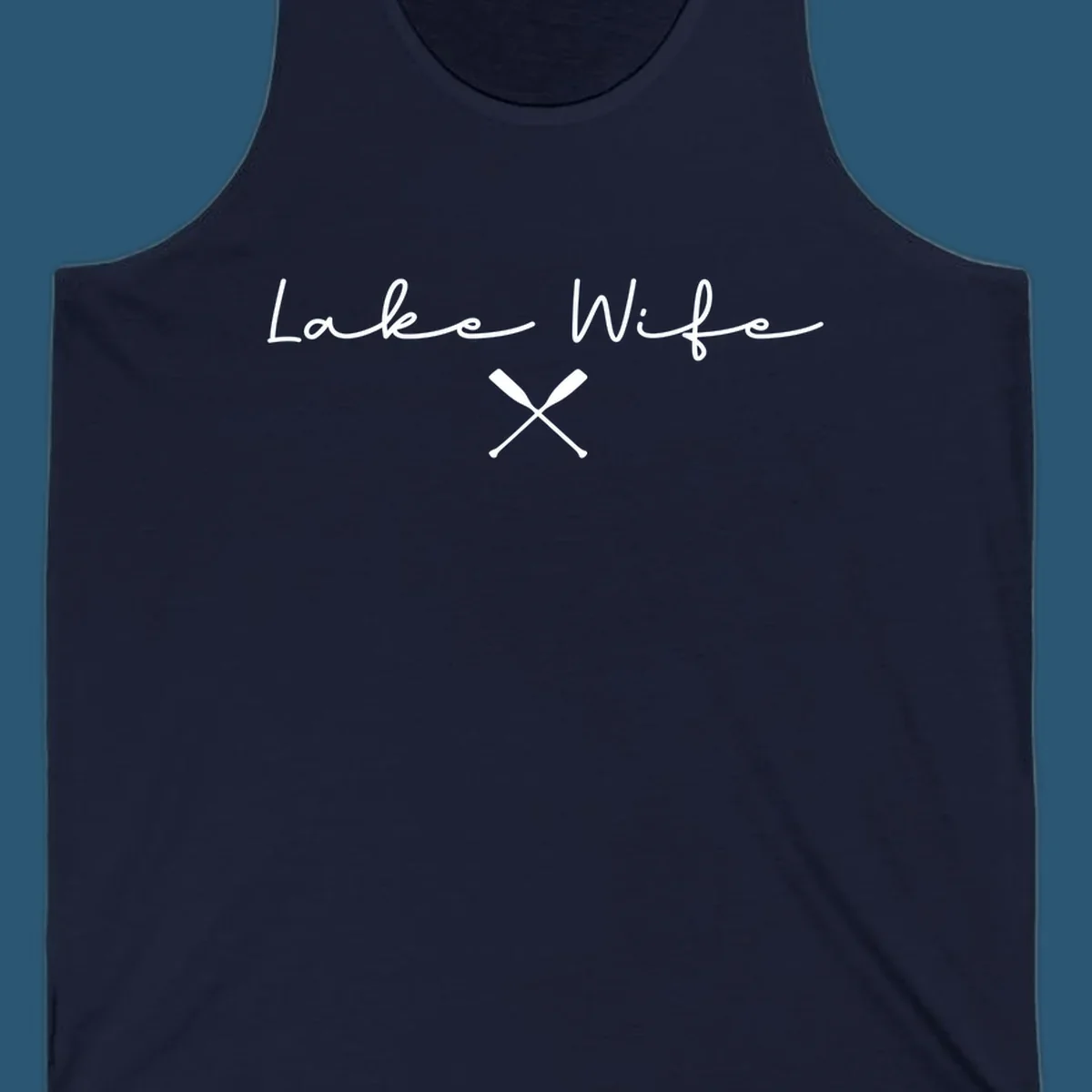 Lake Wife text with crossed oars nautical design.