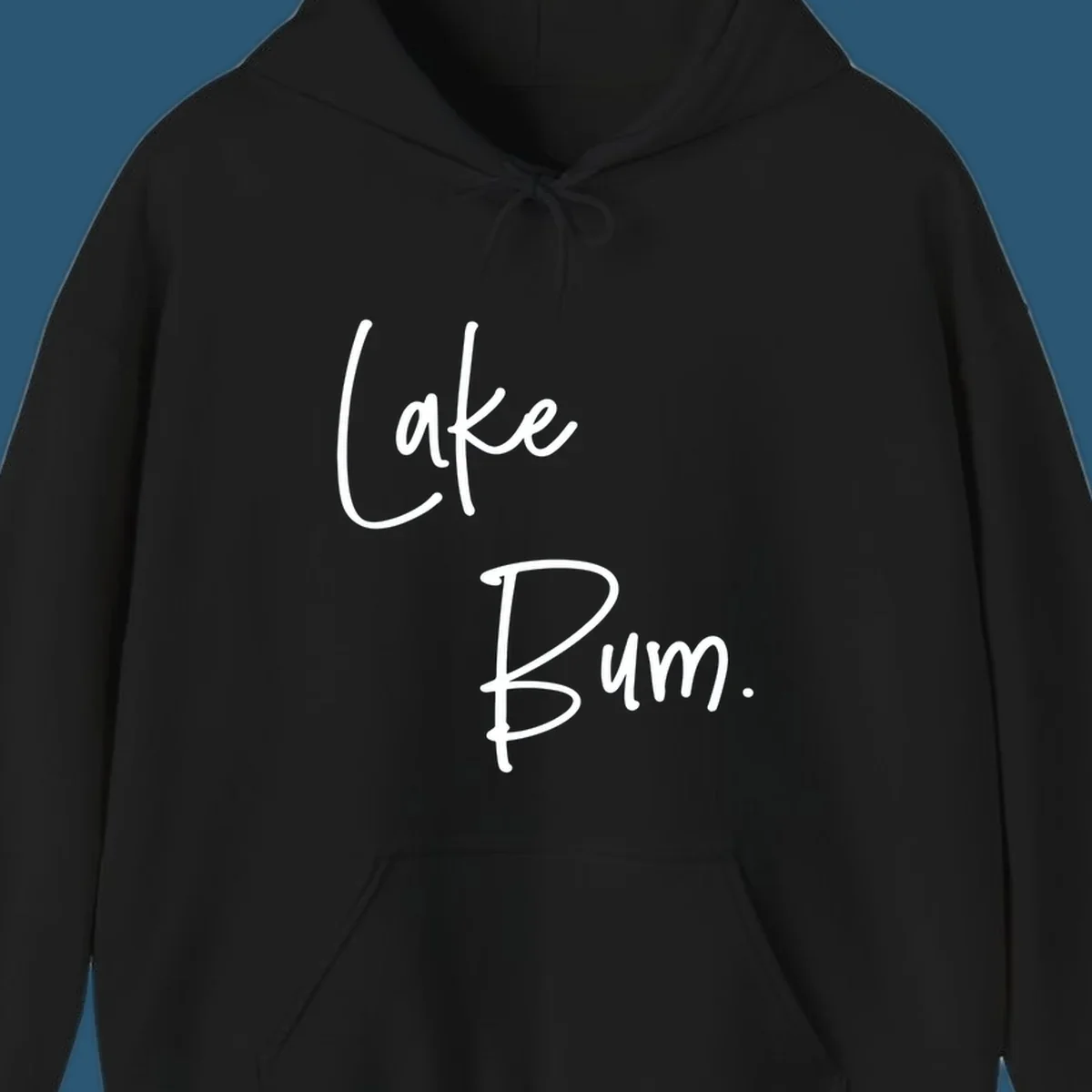 Lake Bum script design in white text on black and navy on white backgrounds.