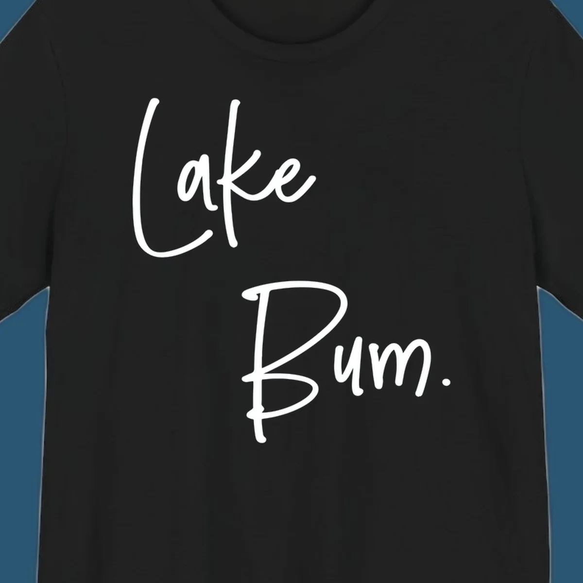 Lake Bum script design in white text on black and navy on white backgrounds.