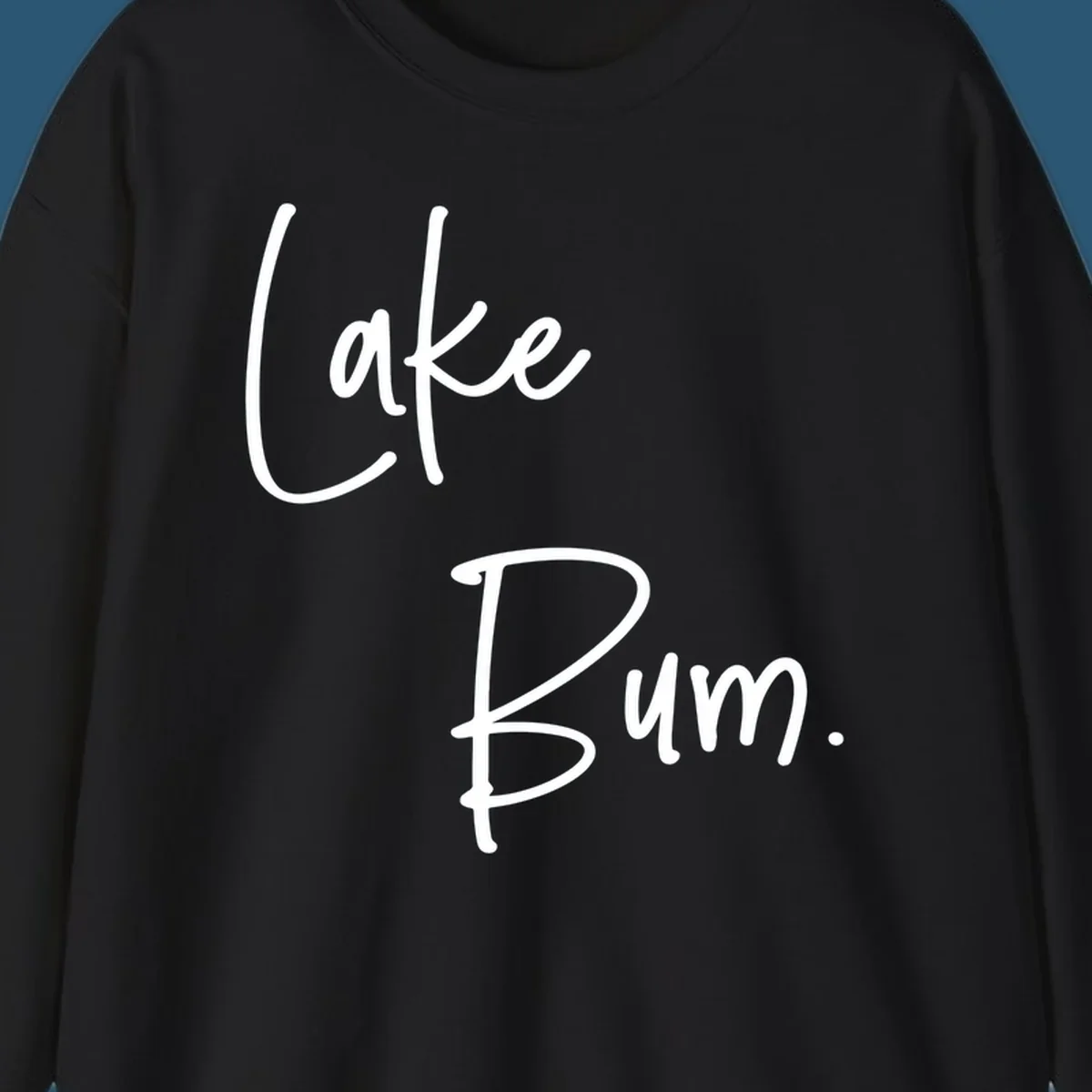 Lake Bum script design in white text on black and navy on white backgrounds.
