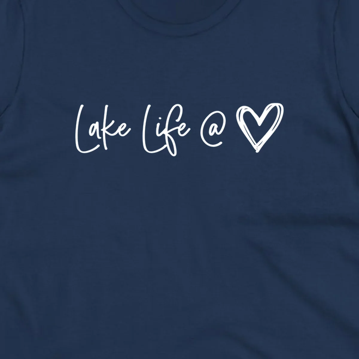 Lake life heart graphic in navy and white.