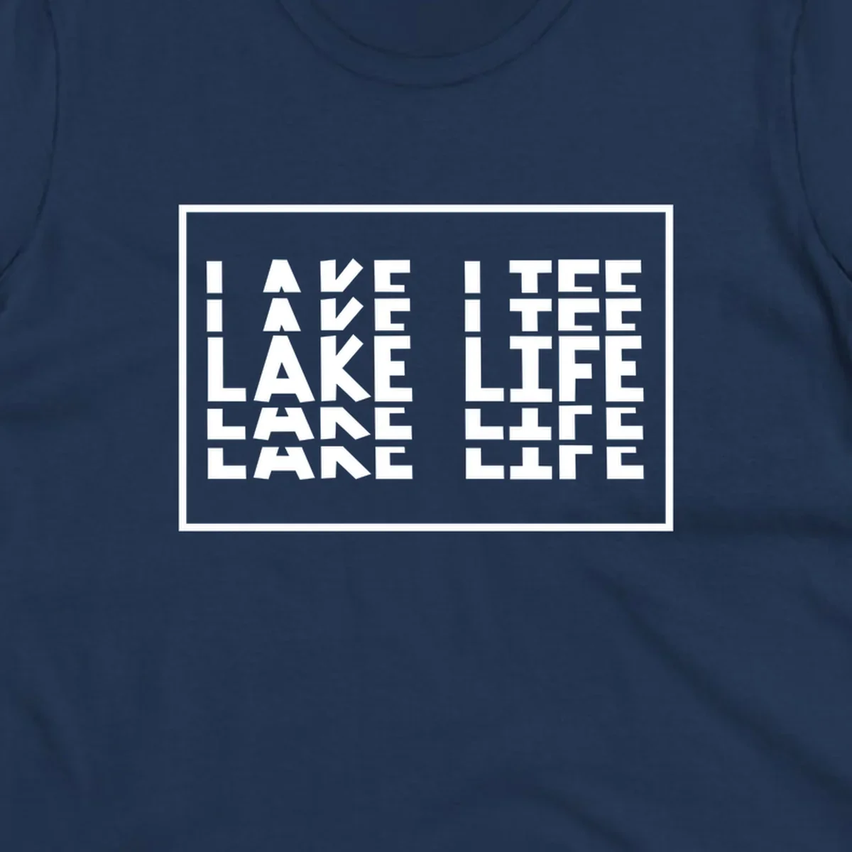 I Love Lake Life typography design with block letters spelling out the phrase.