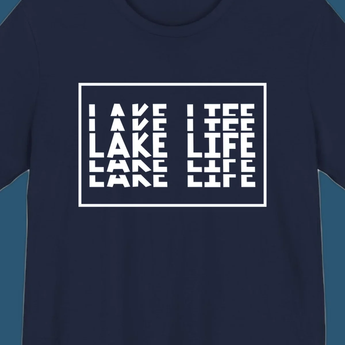 I Love Lake Life typography design with block letters spelling out the phrase.
