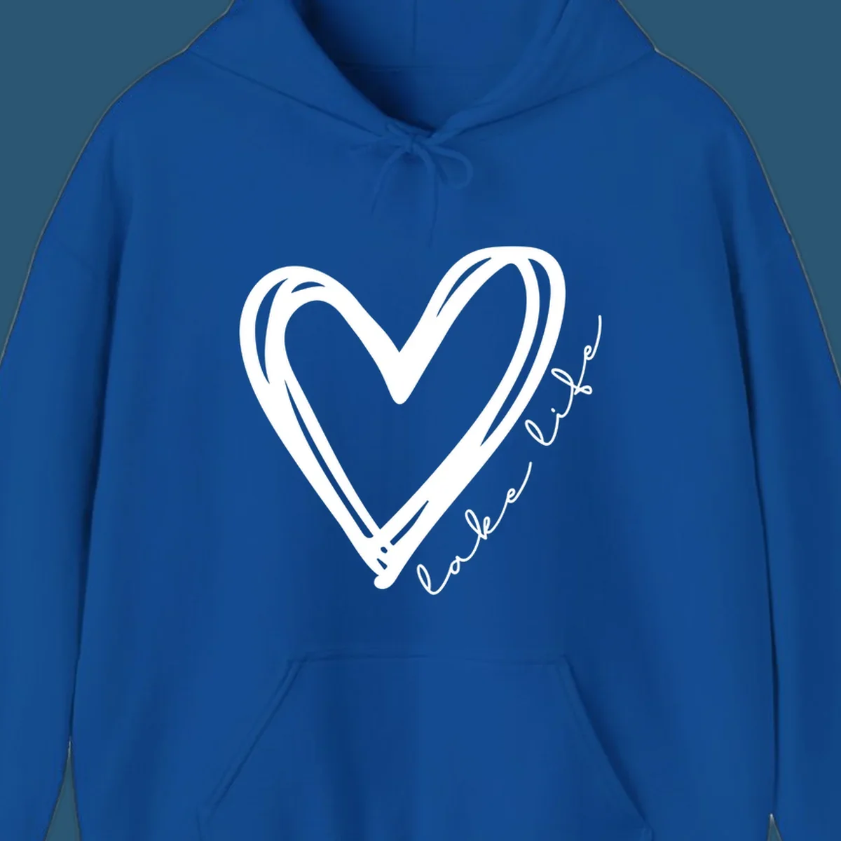 Hand-drawn heart with 'lake life' text, representing lake life heart.