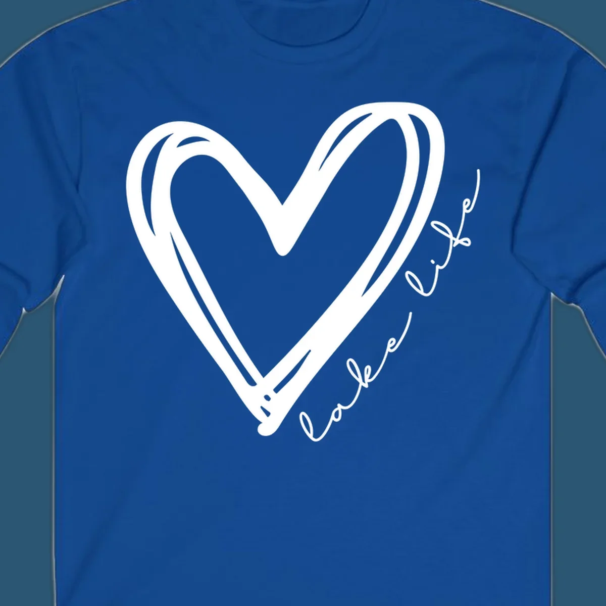 Hand-drawn heart with 'lake life' text, representing lake life heart.