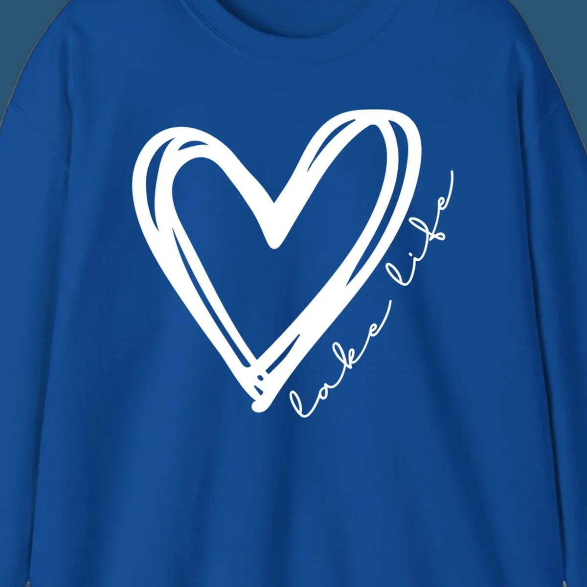 Hand-drawn heart with 'lake life' text, representing lake life heart.