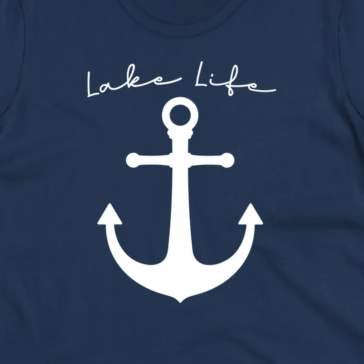 Lake life text with a white anchor graphic.