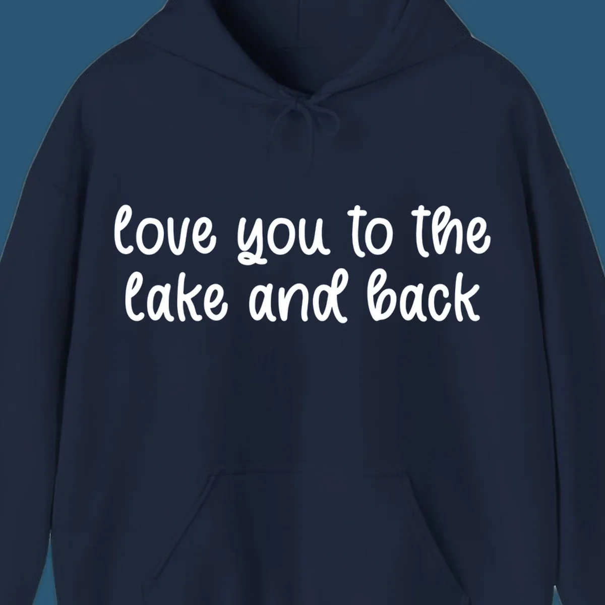 Typography design with the phrase 'love you to the lake and back' in a script font.
