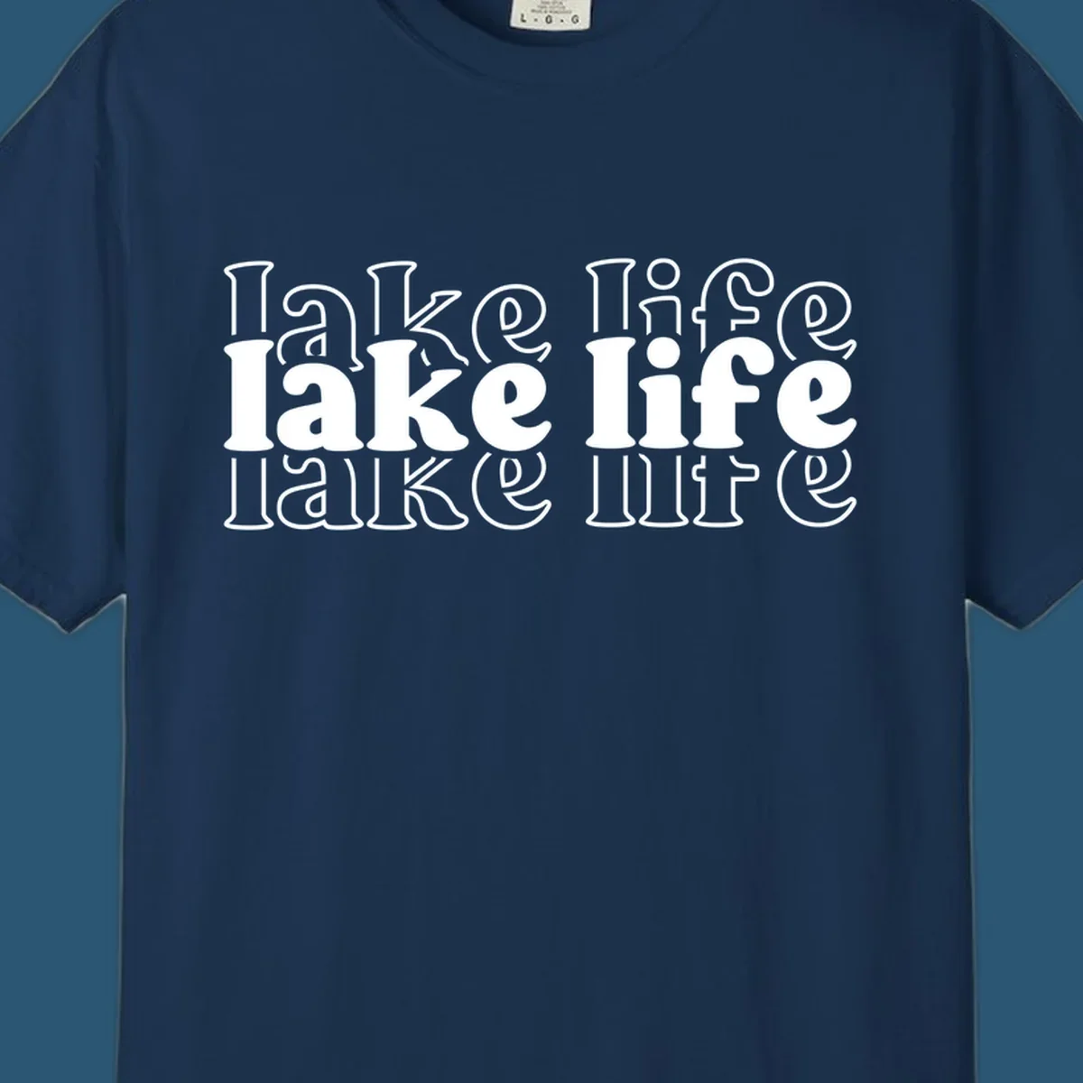 Lake life retro typography design with repeating text.