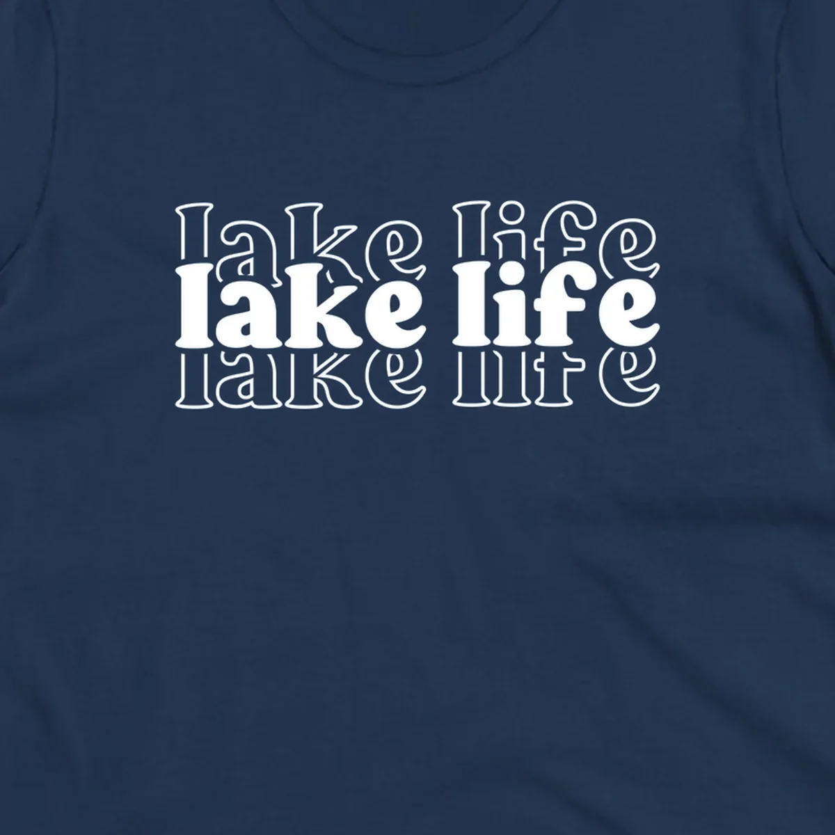 Lake life retro typography design with repeating text.