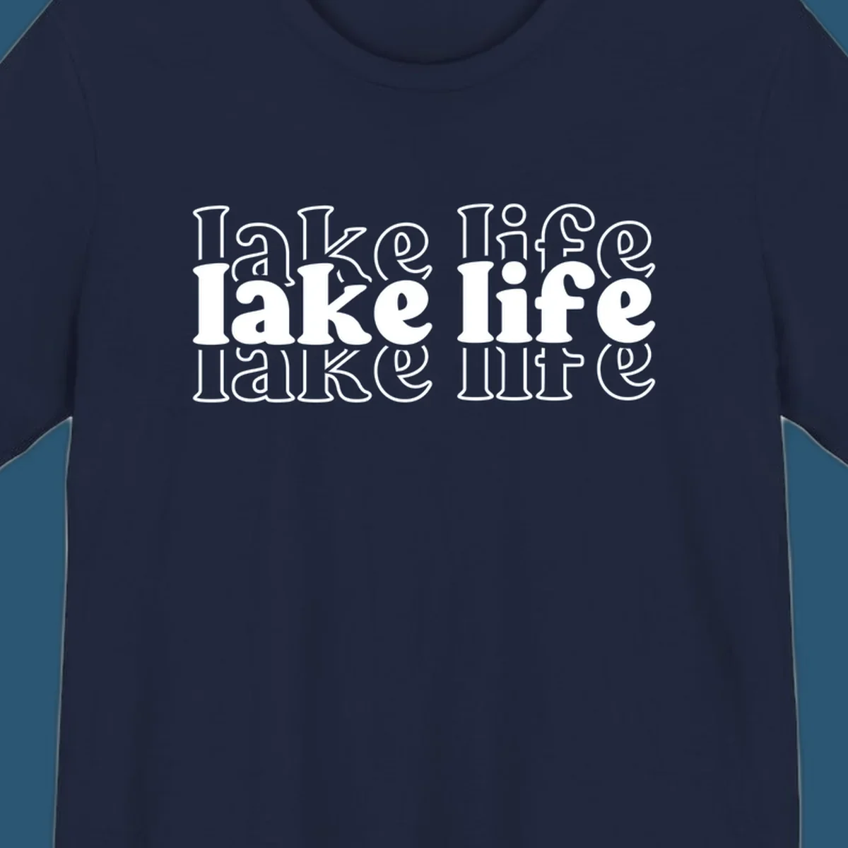 Lake life retro typography design with repeating text.