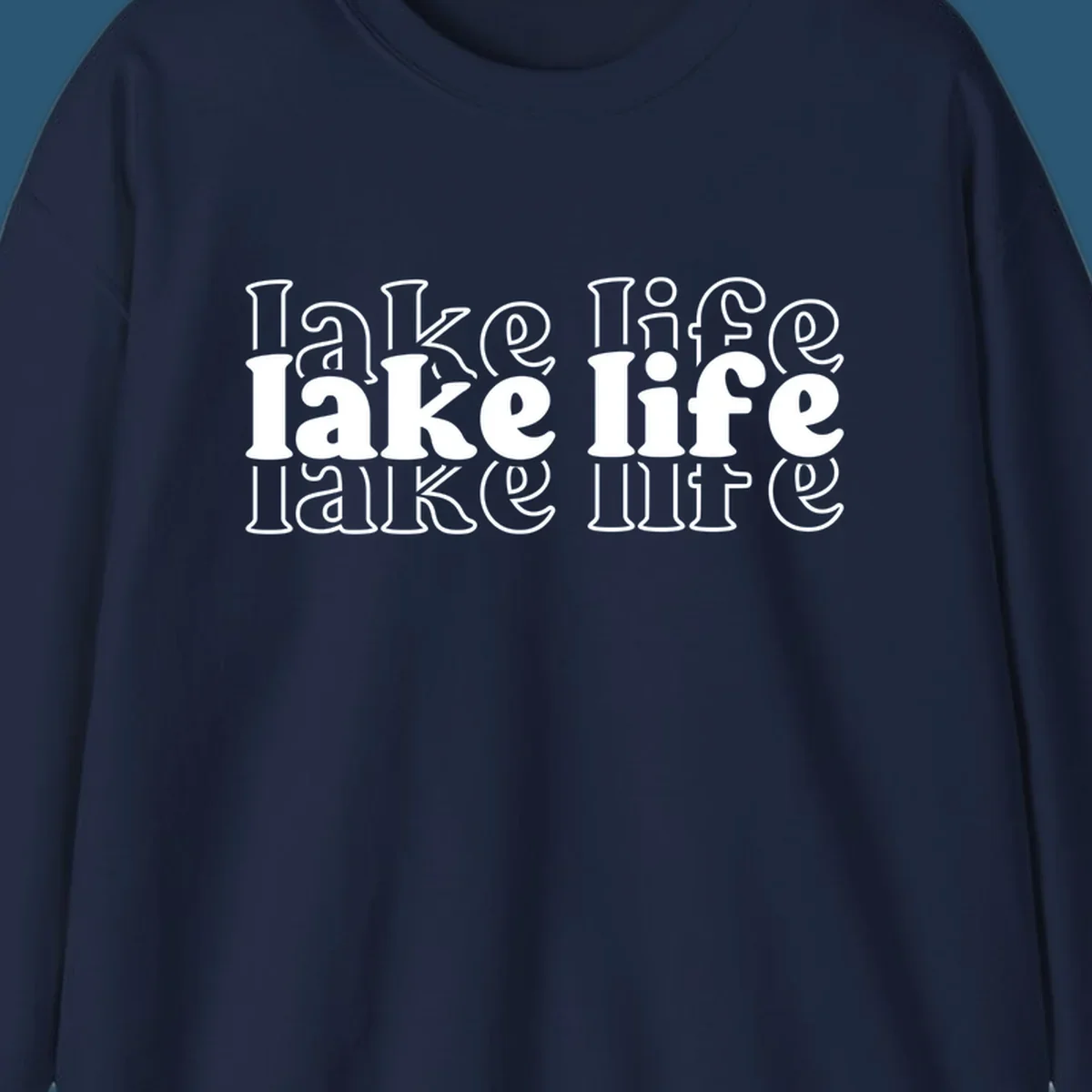 Lake life retro typography design with repeating text.
