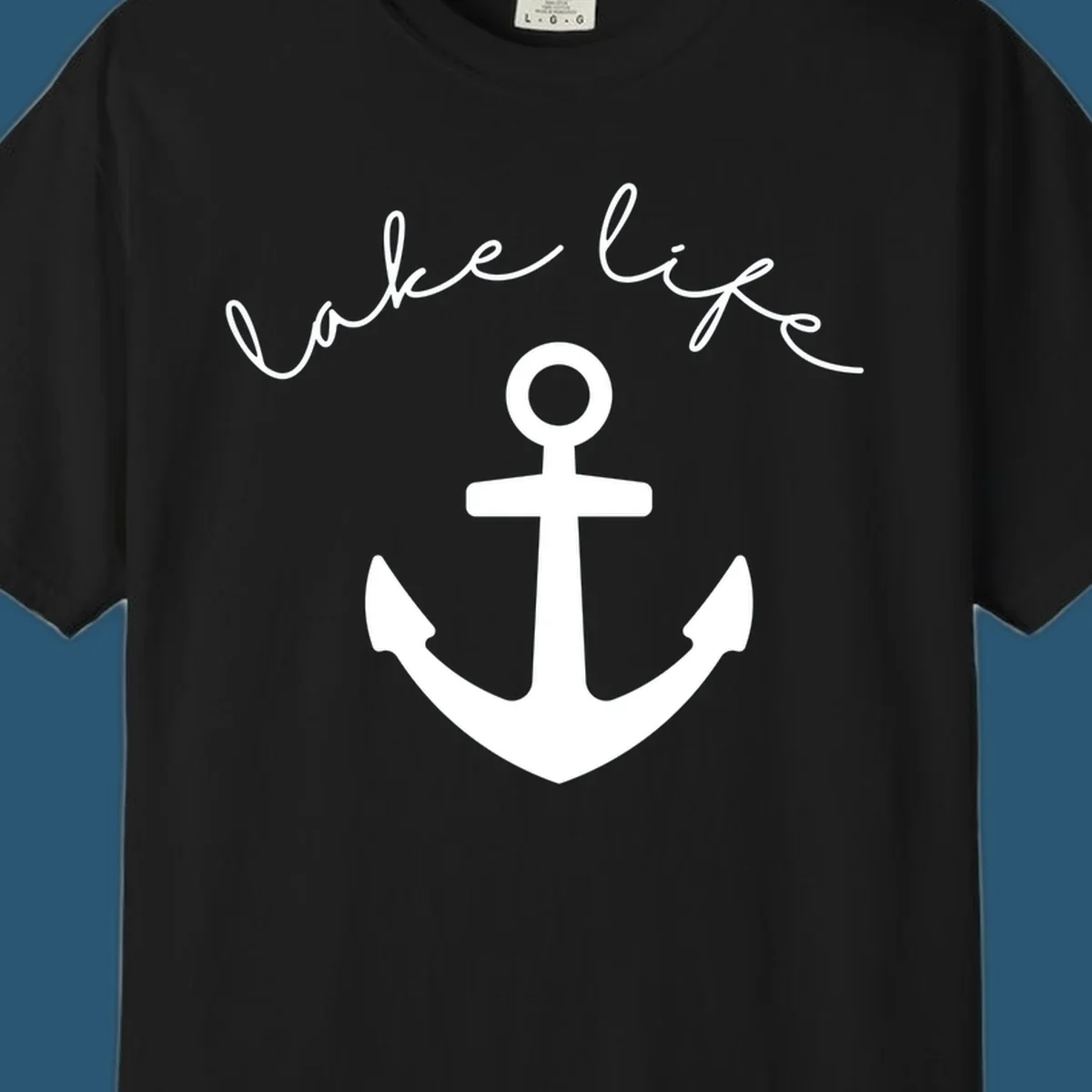 Lake life text with anchor graphic