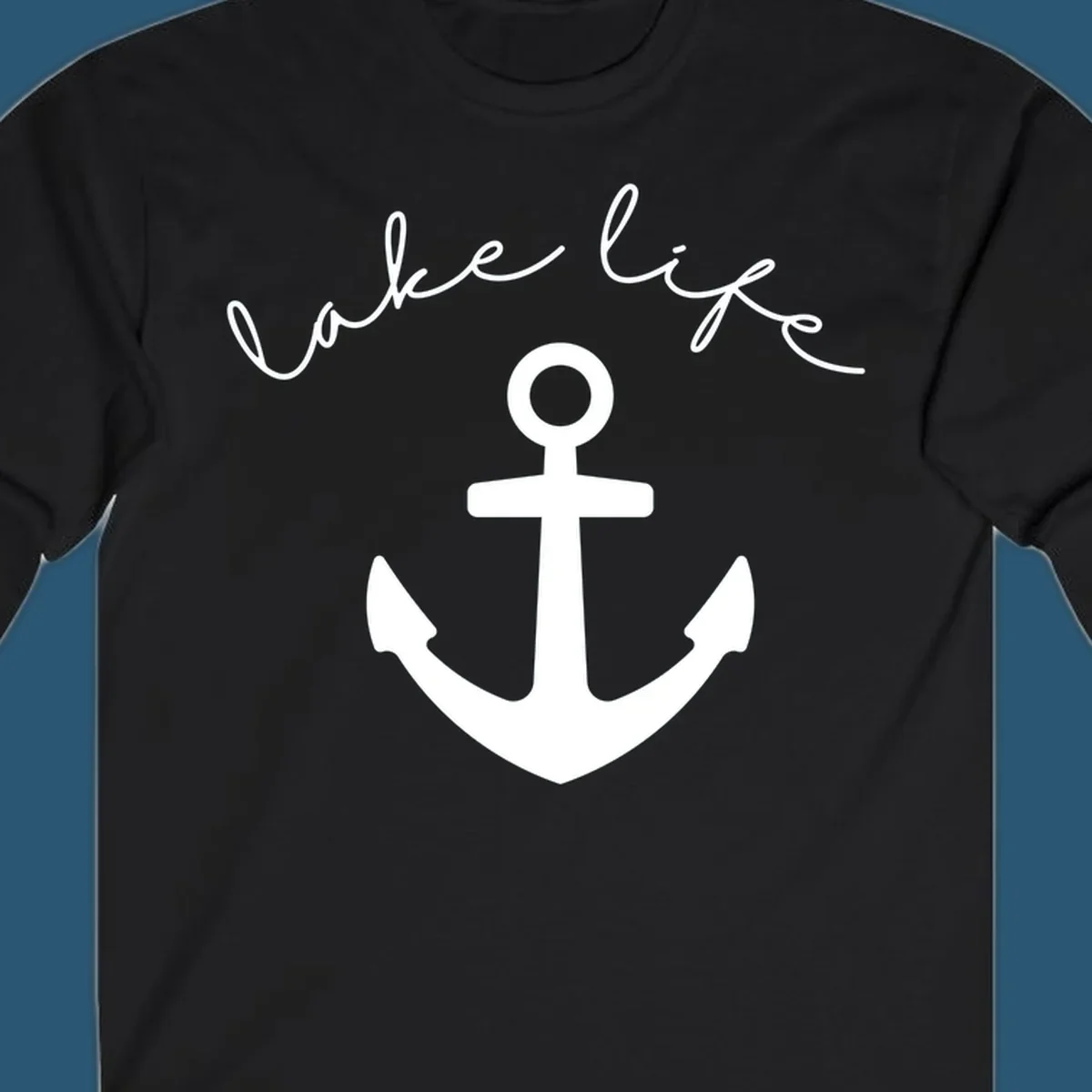 Lake life text with anchor graphic