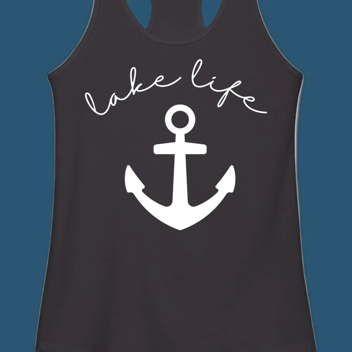 Lake life text with anchor graphic