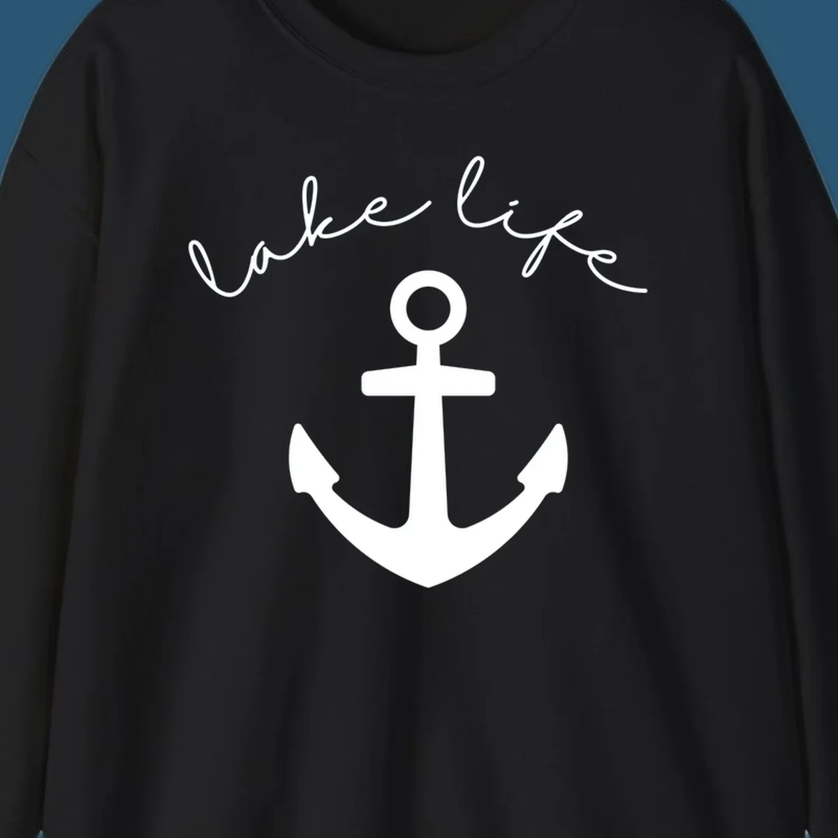 Lake life text with anchor graphic