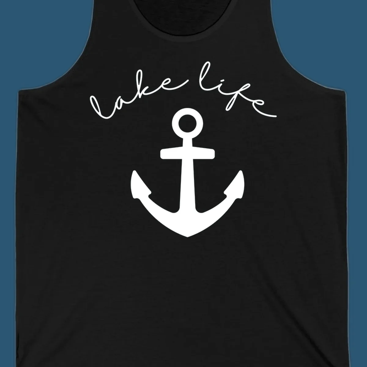 Lake life text with anchor graphic