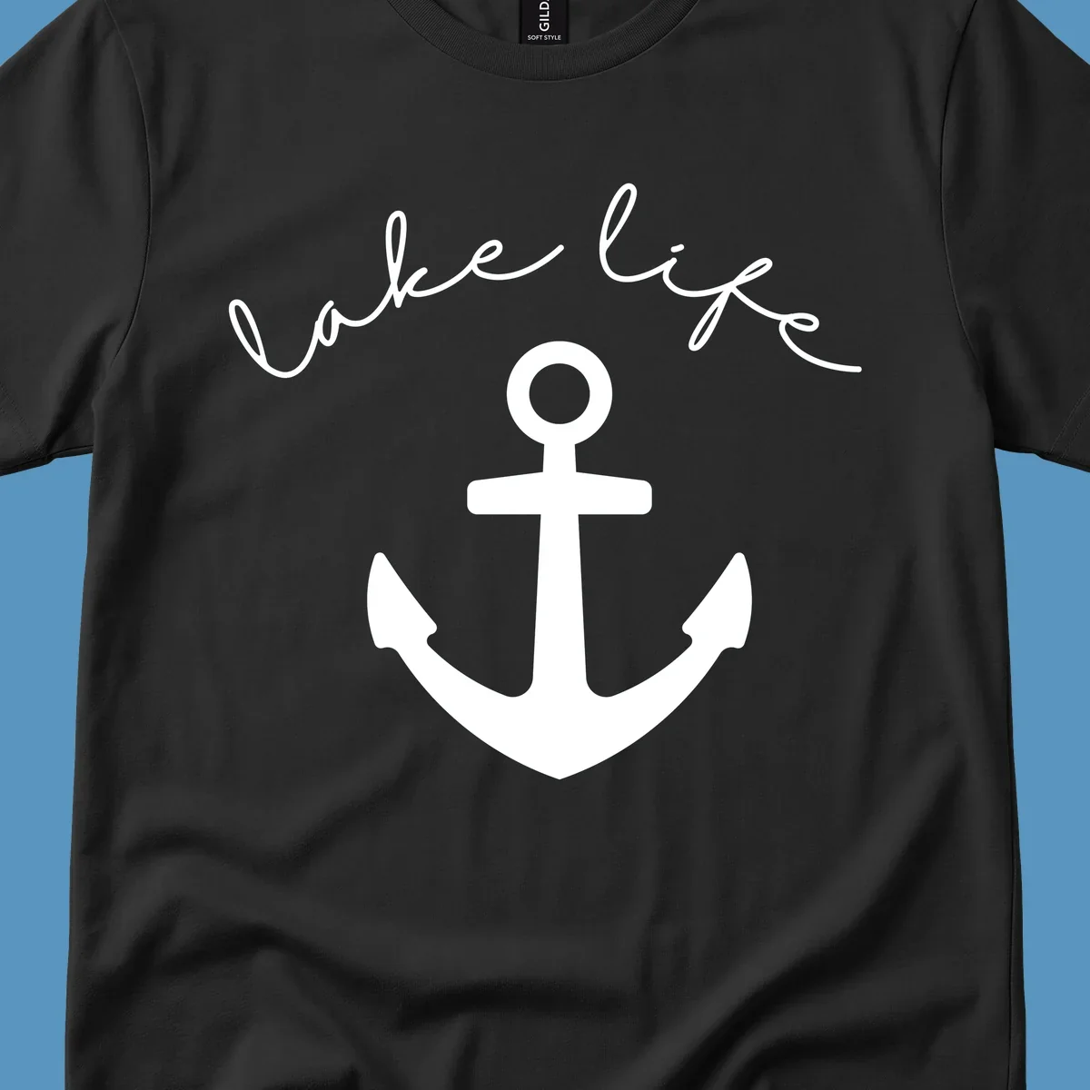 Lake life text with anchor graphic
