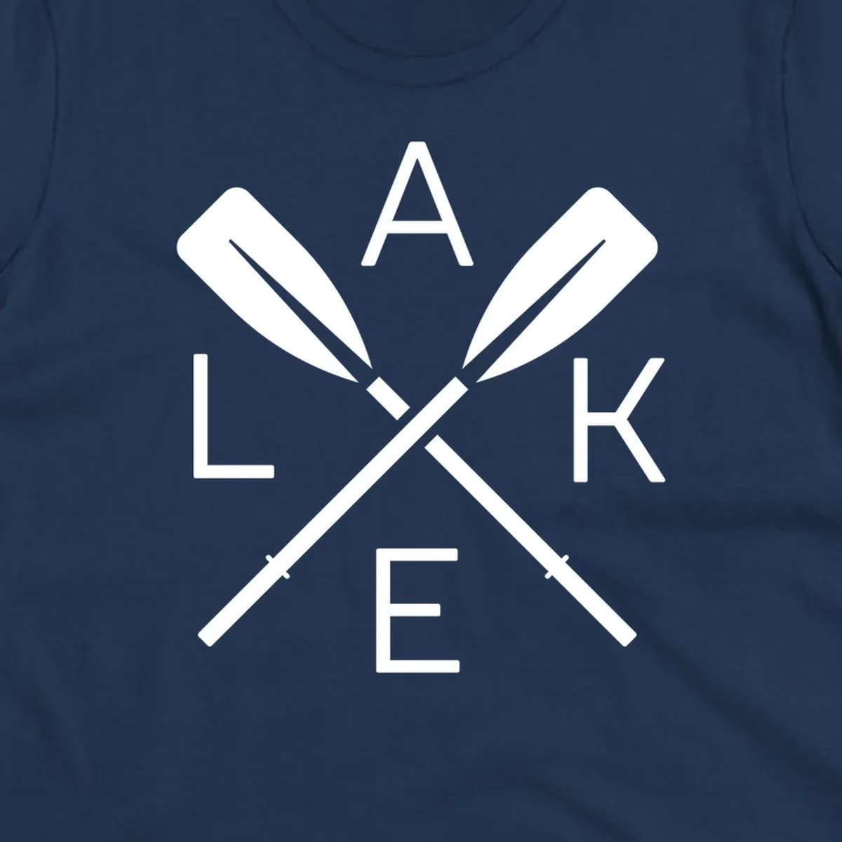 Lake Day crossed oars graphic with letters L, A, K, E. lake-day-oars.