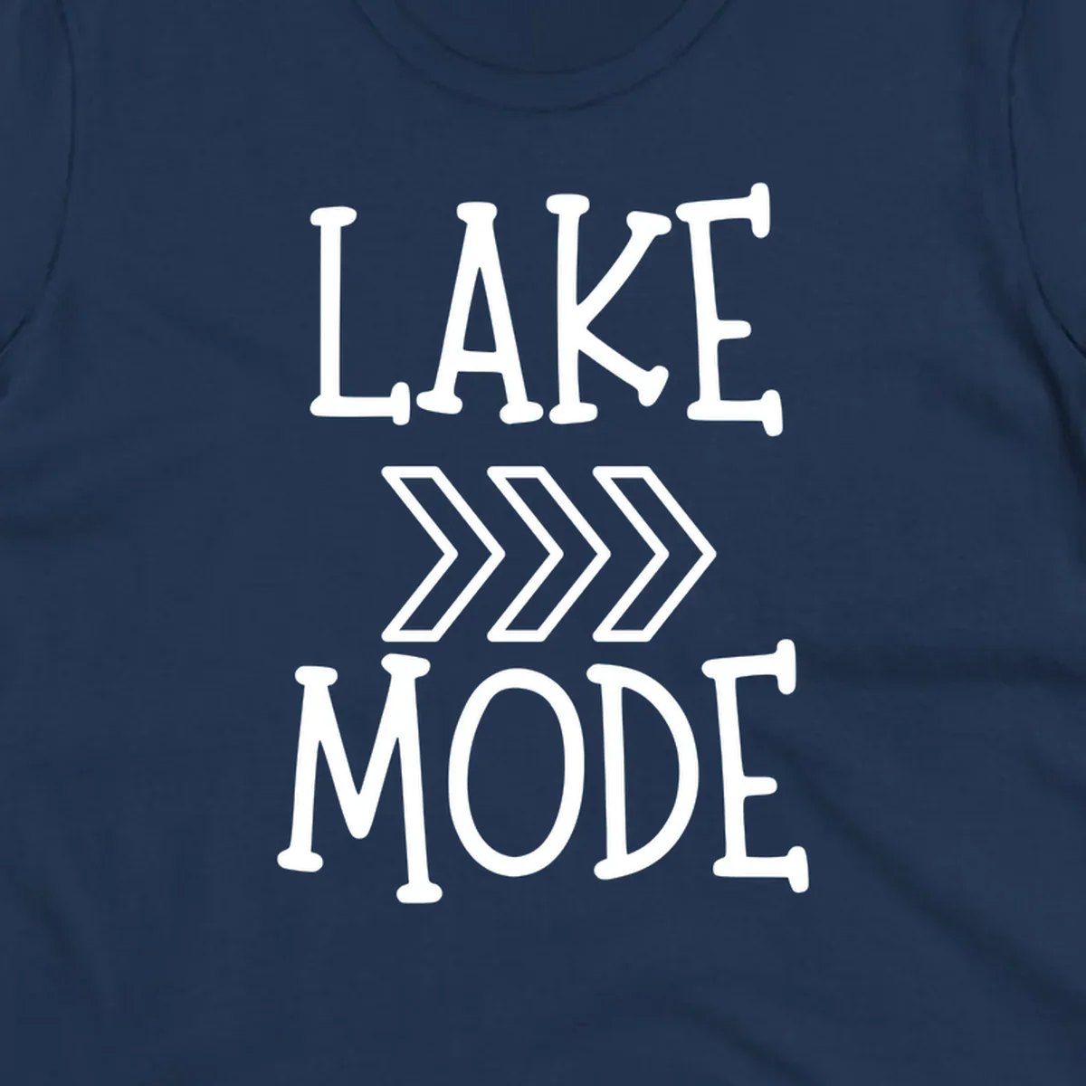 Lake Mode text with chevron arrows design, white on black and navy on white variants.