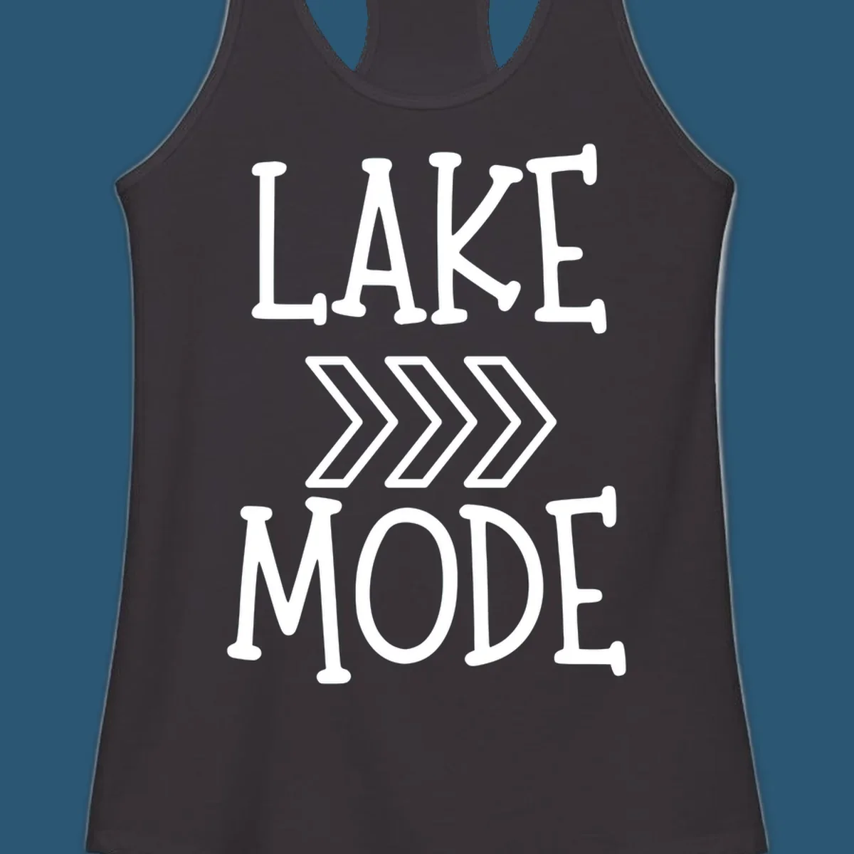 Lake Mode text with chevron arrows design, white on black and navy on white variants.
