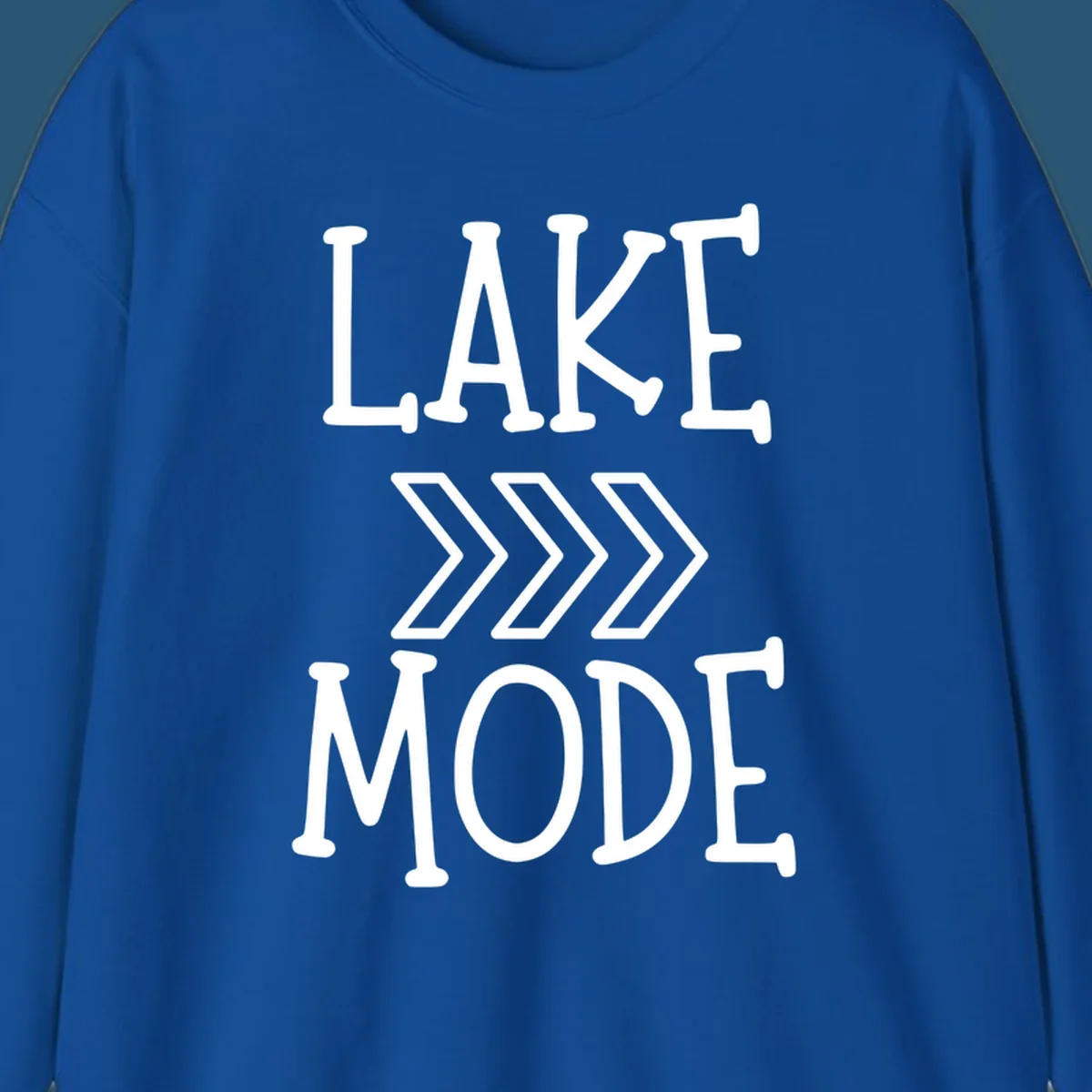 Lake Mode text with chevron arrows design, white on black and navy on white variants.