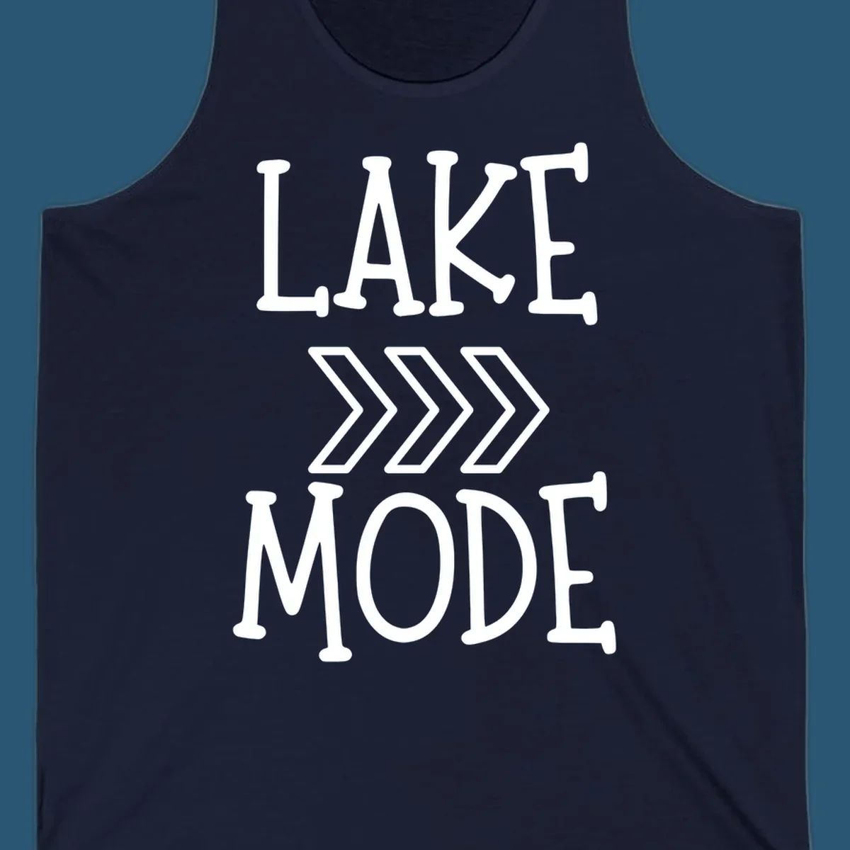 Lake Mode text with chevron arrows design, white on black and navy on white variants.