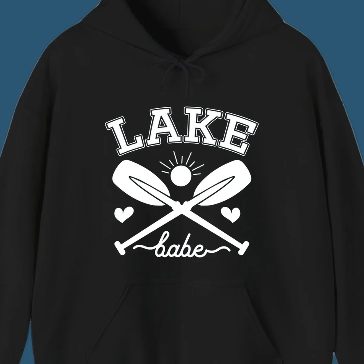 Lake Babe design with crossed oars and sun graphic.