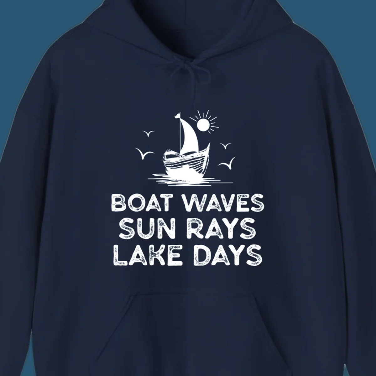 Boat waves sun rays lake days illustration with sailboat and sun, on black and white backgrounds.