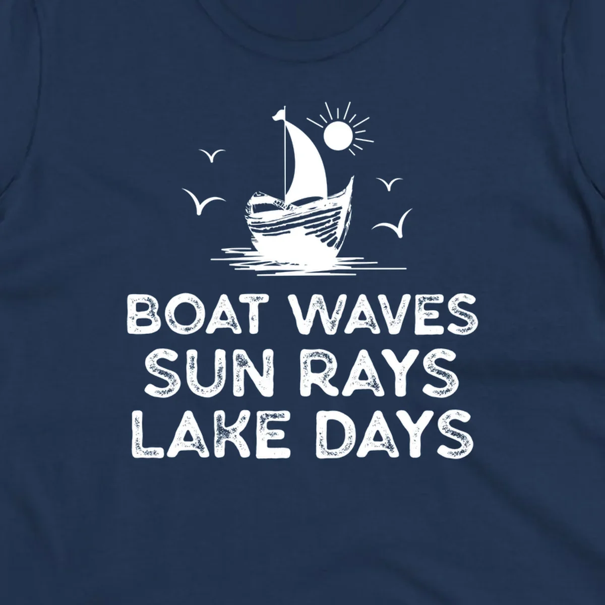 Boat waves sun rays lake days illustration with sailboat and sun, on black and white backgrounds.
