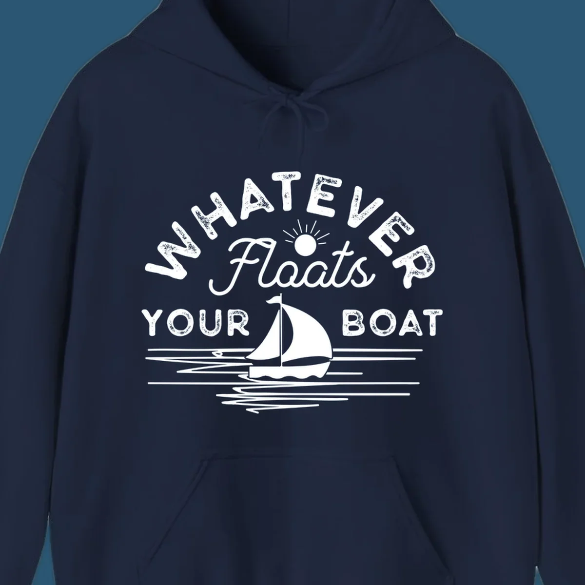 Whatever floats your boat design with sailboat and sun, on black and white backgrounds.