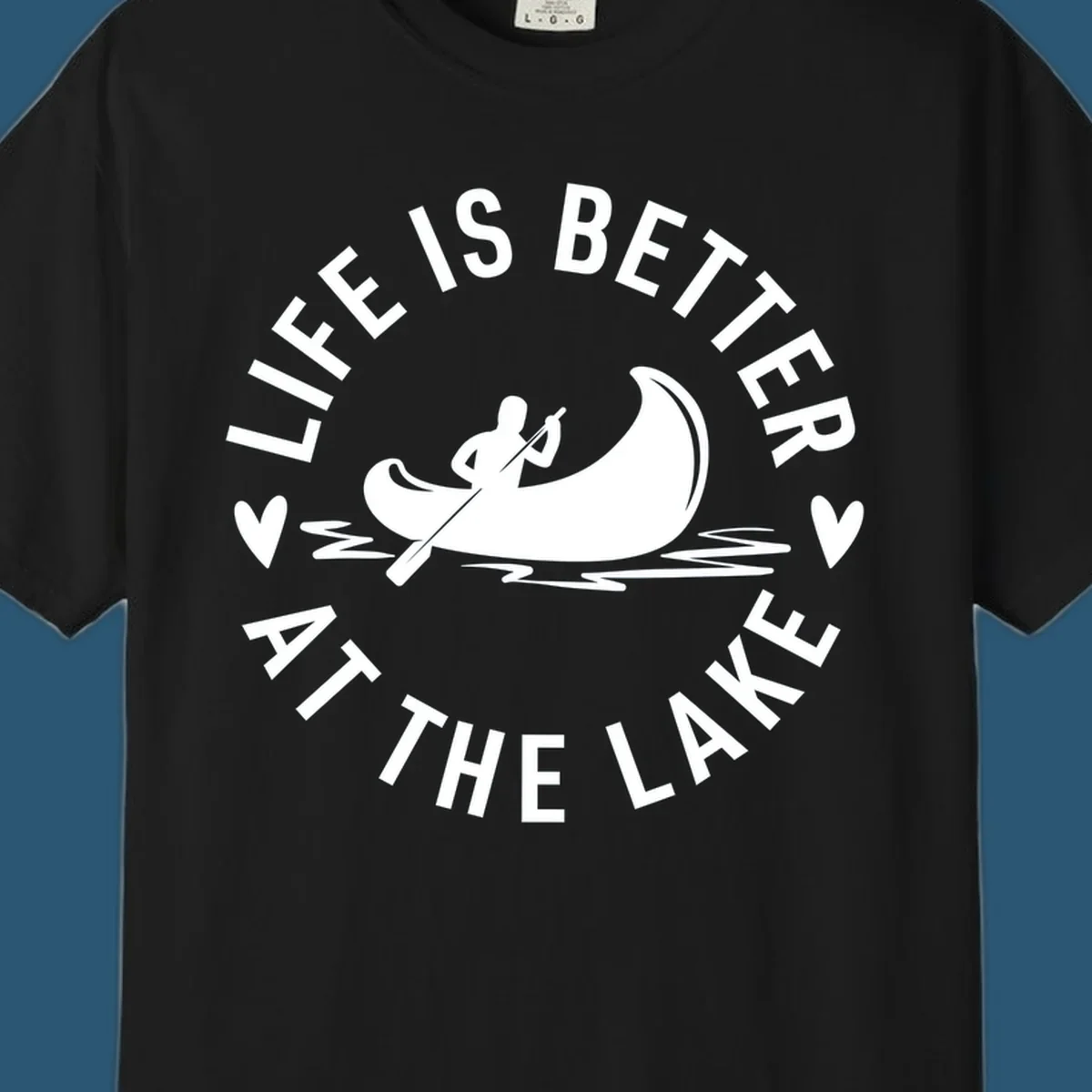 Lake life canoe design with text 'Life Is Better At The Lake'