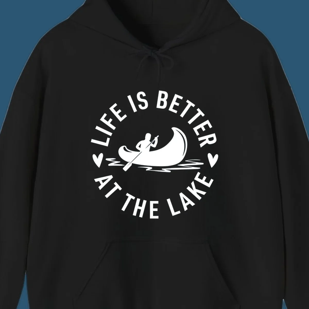 Lake life canoe design with text 'Life Is Better At The Lake'