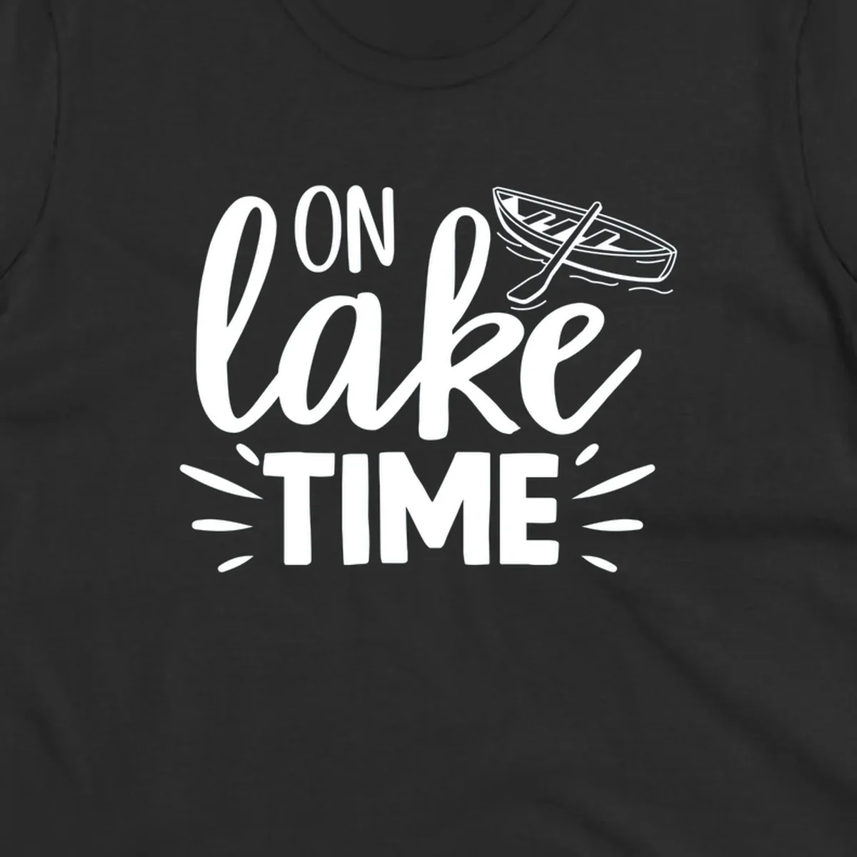 On lake time boat graphic with text and illustration, lake life concept.