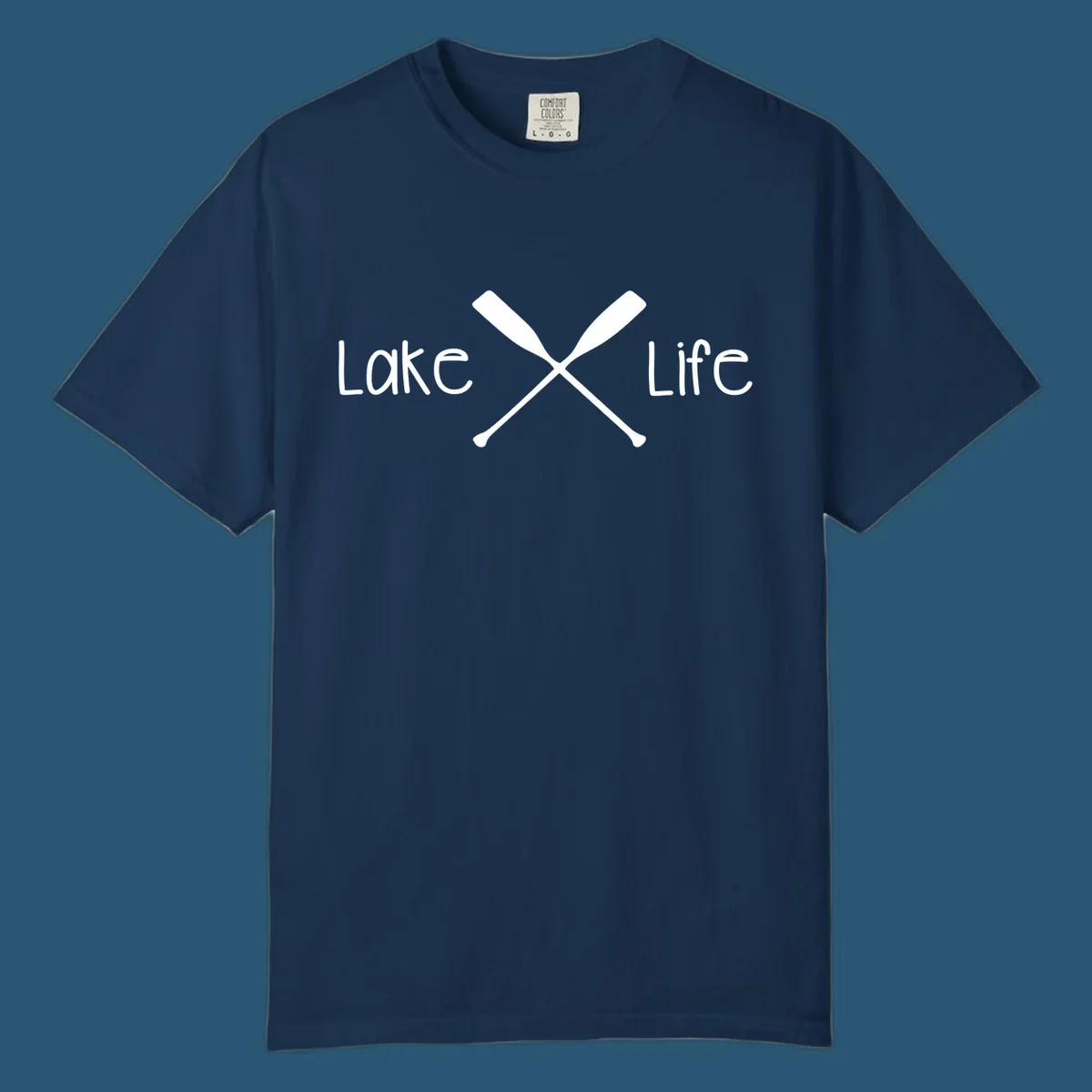 Lake Life text with crossed oars graphic