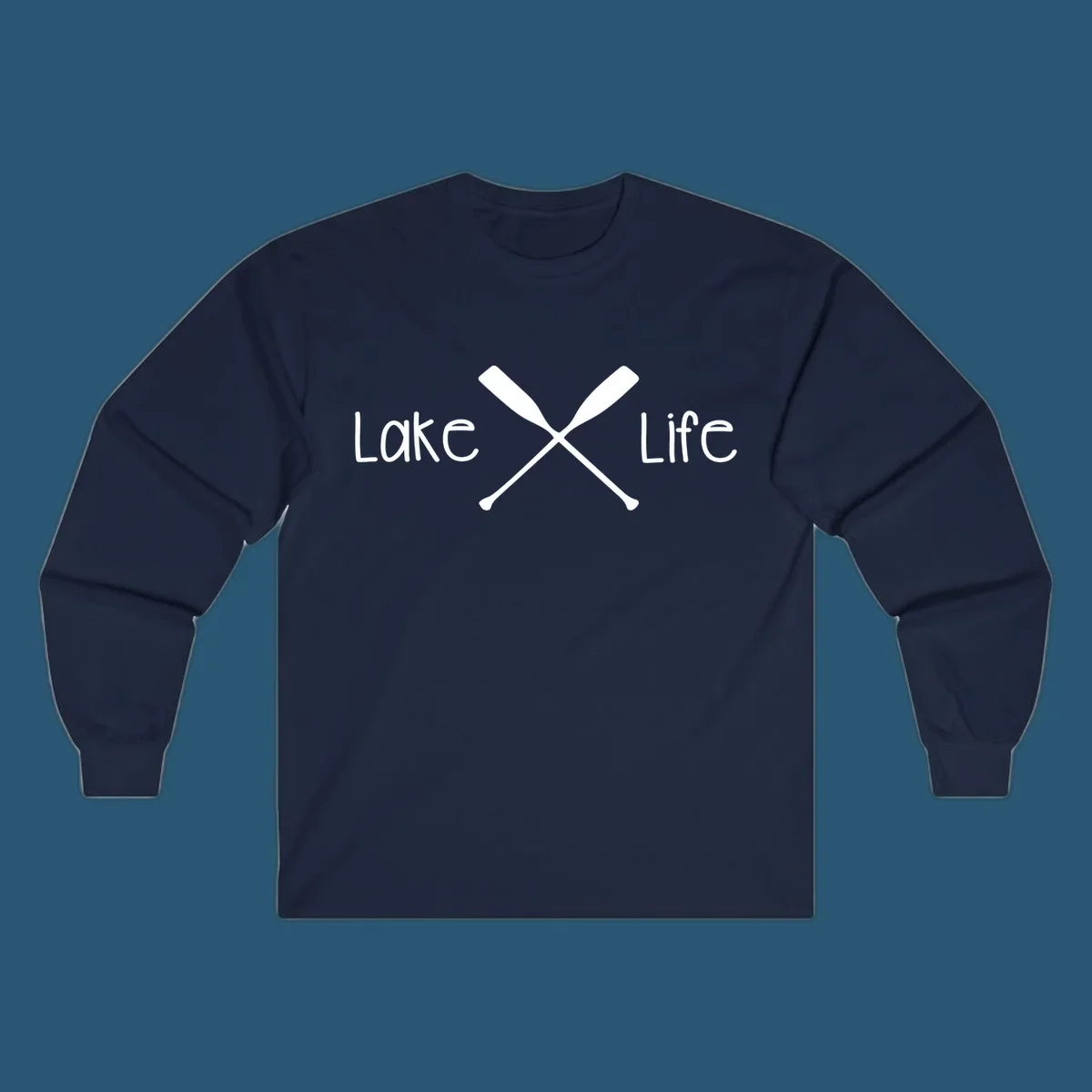 Lake Life text with crossed oars graphic