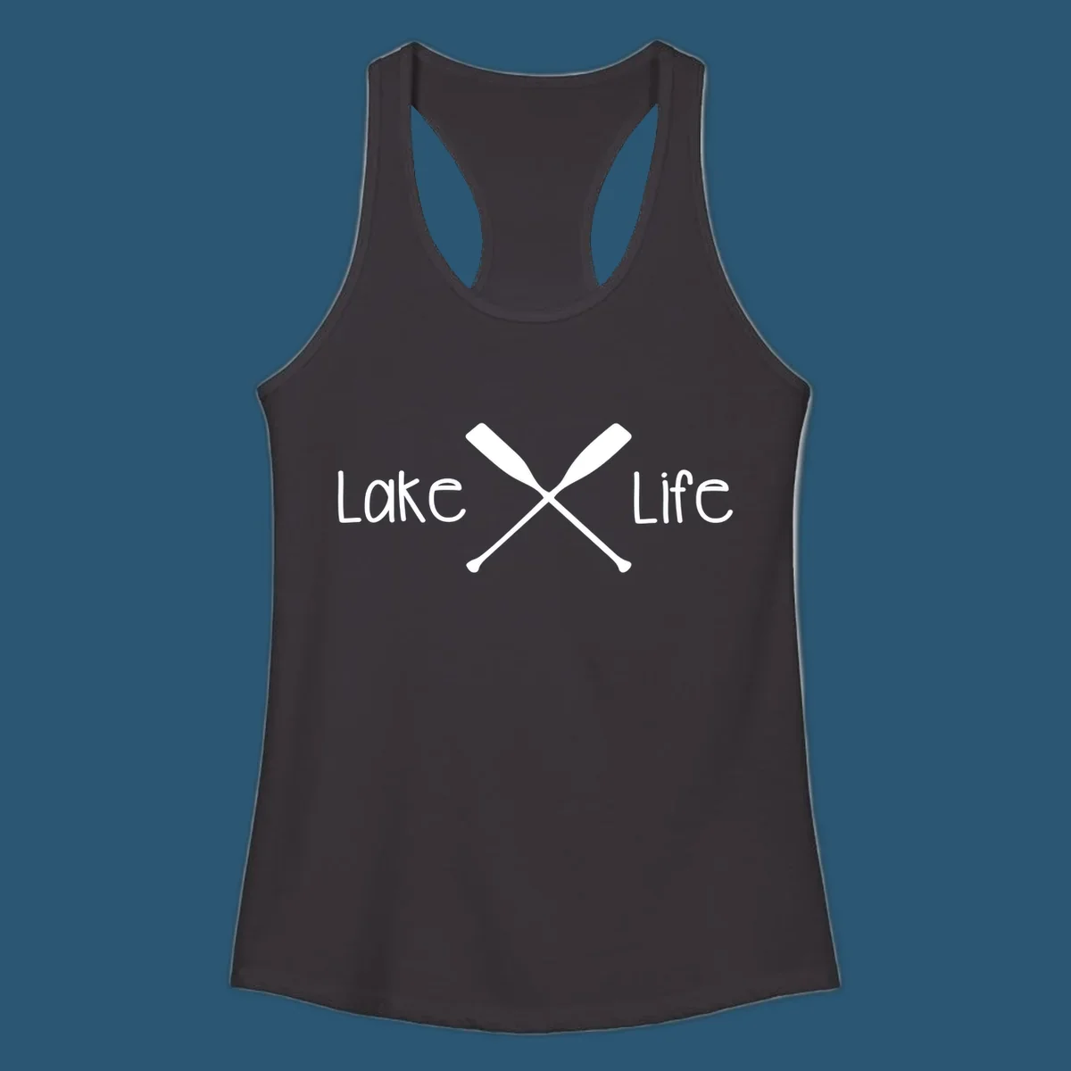 Lake Life text with crossed oars graphic