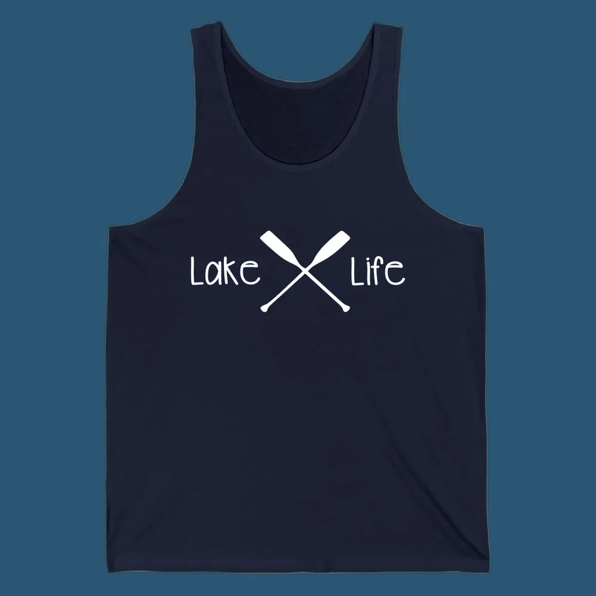 Lake Life text with crossed oars graphic