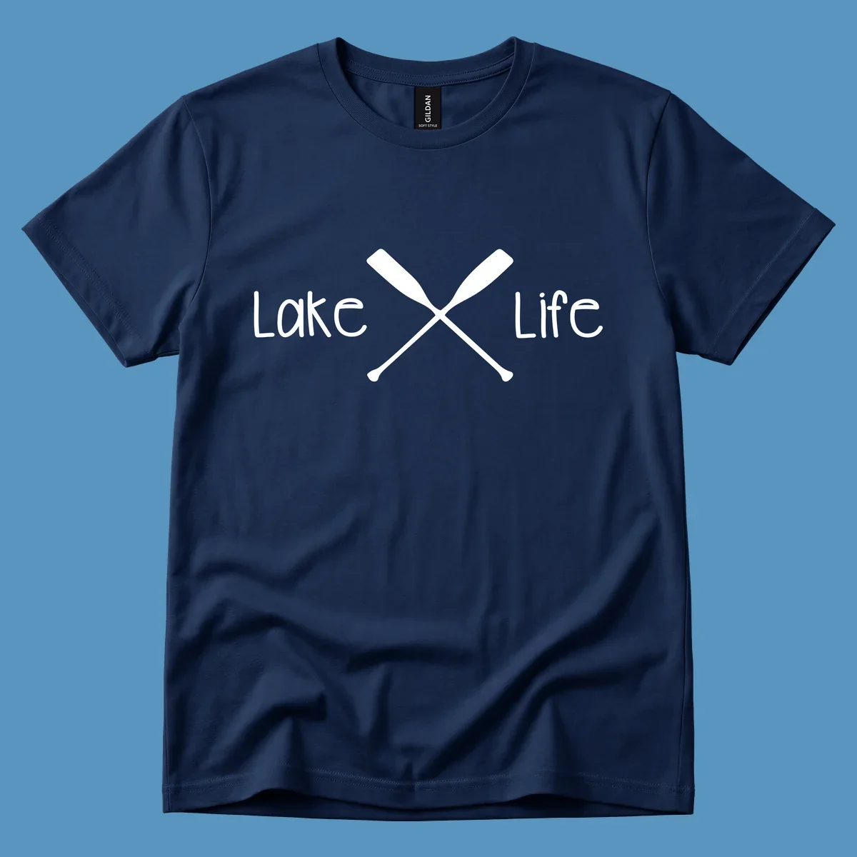 Lake Life text with crossed oars graphic