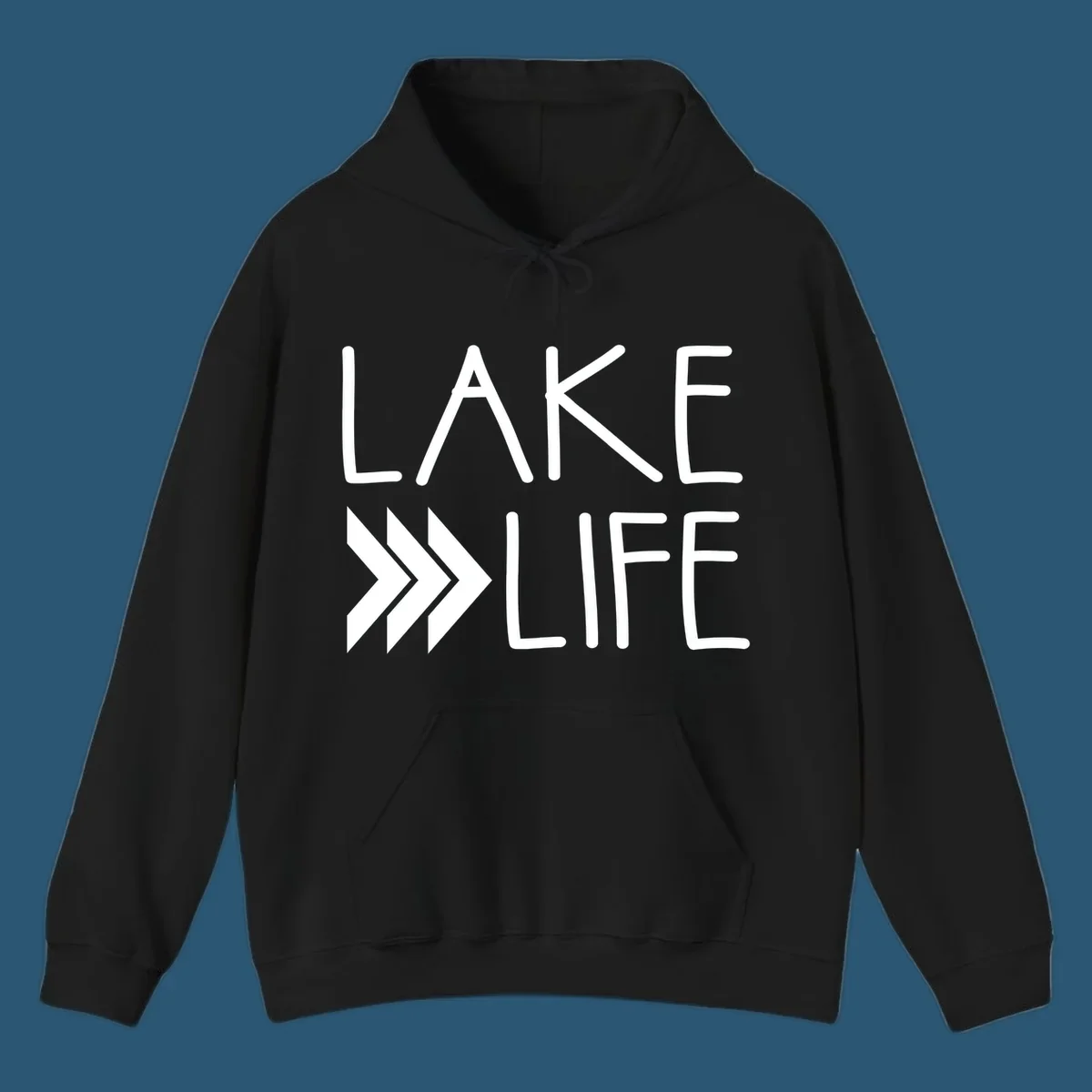 Lake Life text with chevron arrows, lake-life-arrows design.